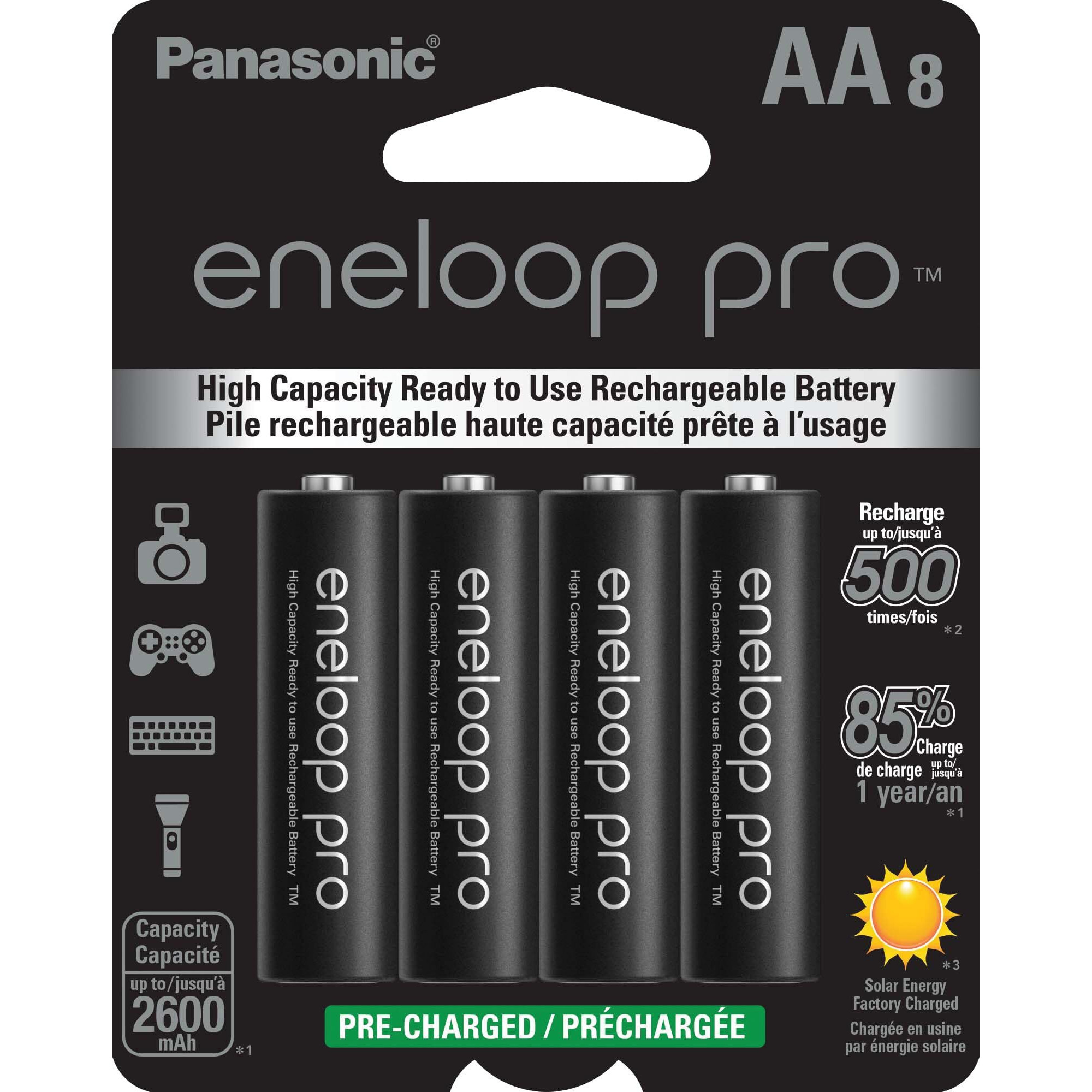Eneloop Panasonic Bk-3Hcca8Ba Pro Aa High Capacity Ni-Mh Pre-Charged Rechargeable Batteries  8-Battery Pack
