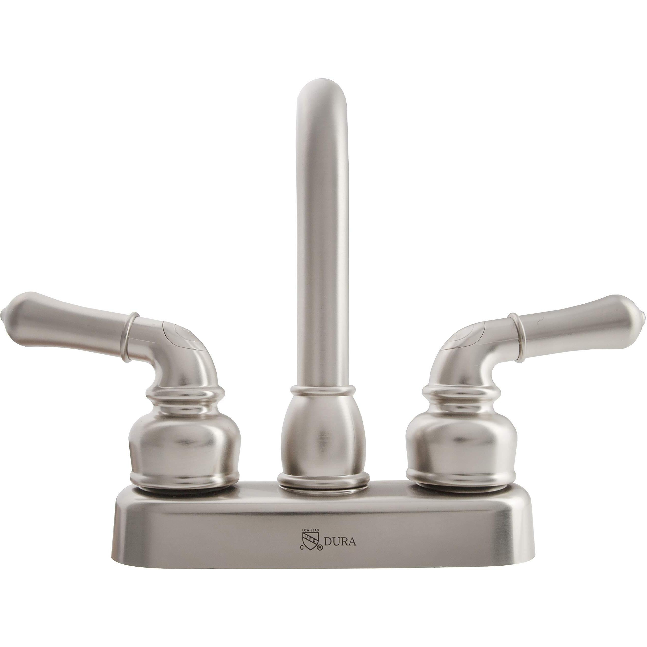 Dura Faucet (Df-Pb150C-Sn Rv Swivel Bar Faucet With Classical Levers - 6-Inch Spout (Brushed Satin Nickel)
