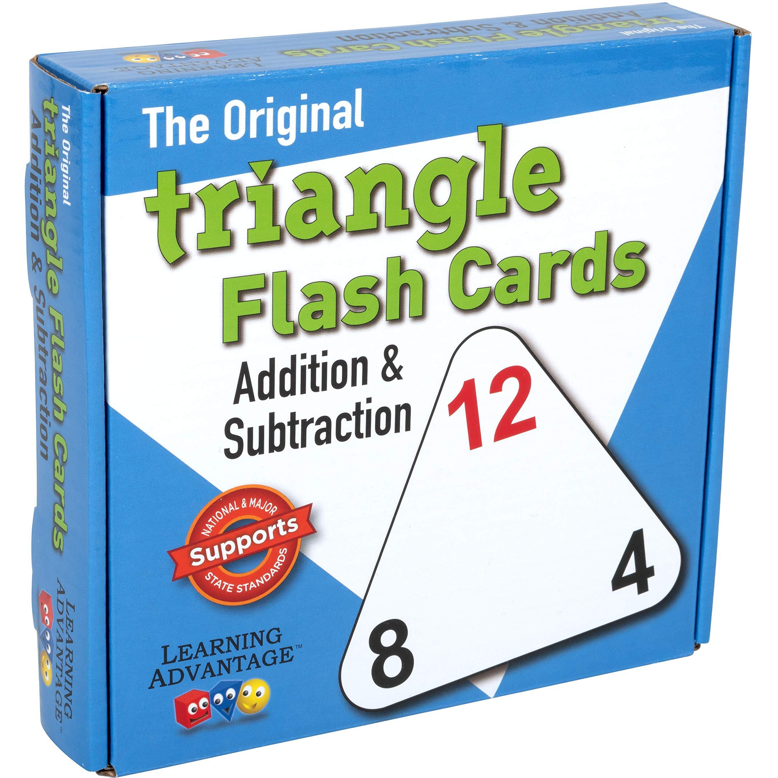 Learning Advantage Original Triangle Flash Cards - Addition And Subtraction - Set Of 20 - In-Home Learning - Math Flash Cards