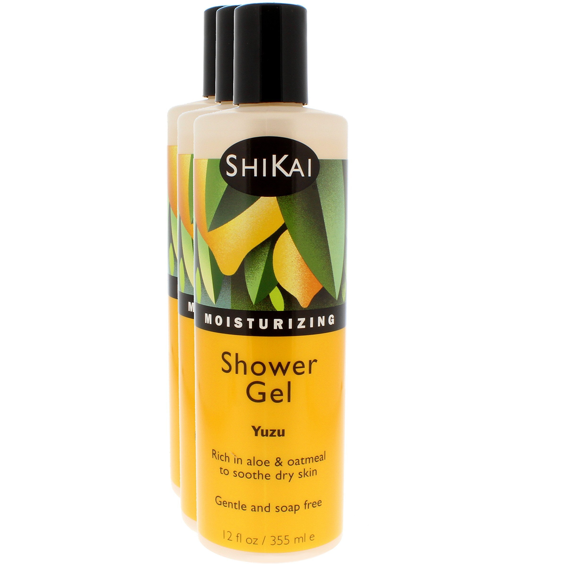 Shikai Daily Moisturizing Shower Gel (Yuzu  12Oz  Pack Of 3) | Gentle Formula | Aloe Vera & Oatmeal For Soft  Healthy Skin | Dry Skin Relief