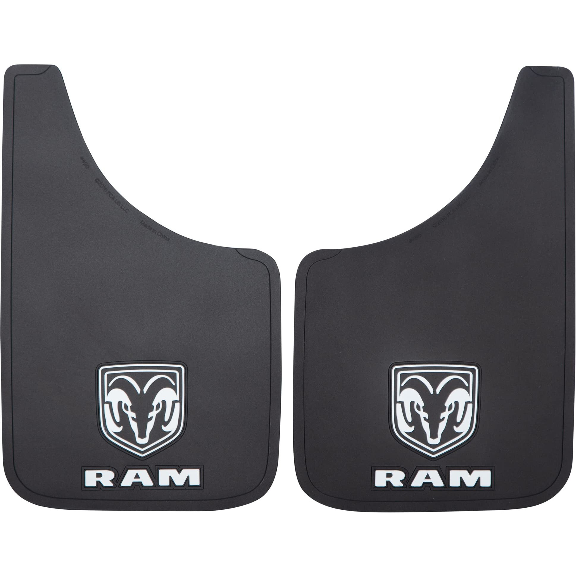 Plasticolor 000490R01 Ram White Logo Easy Fit 9"&quotX15"" Mud Guard - Left And Right Set