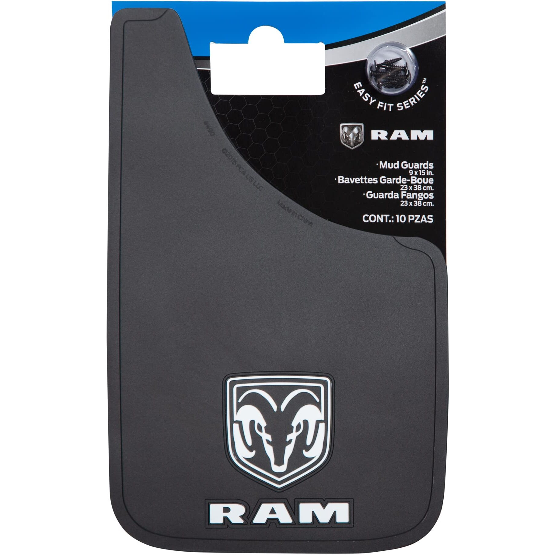 Plasticolor 000490R01 Ram White Logo Easy Fit 9"&quotX15"" Mud Guard - Left And Right Set