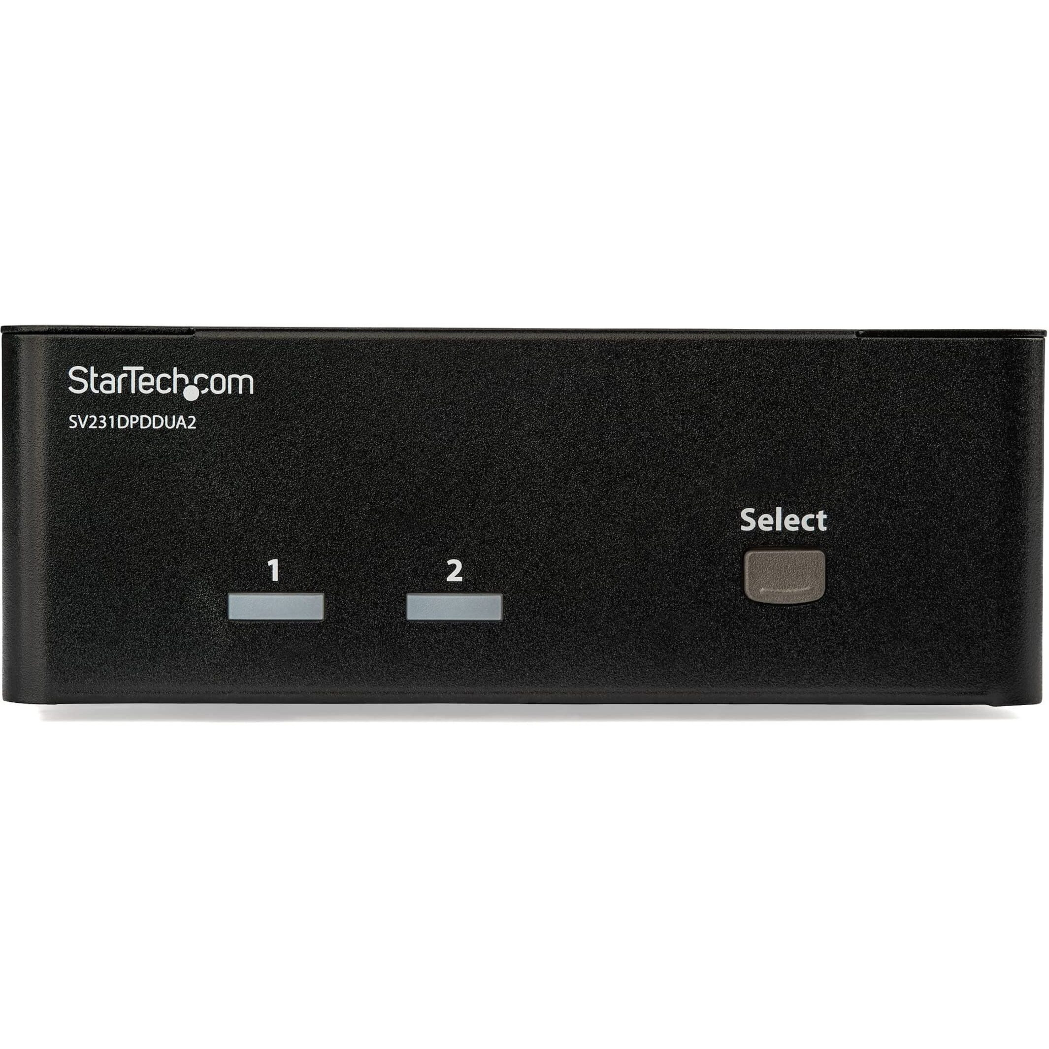 Startech.Com 2-Port Displayport Kvm Switch - Dual-Monitor - 4K 60 - With Audio & Usb Peripheral Support - Dp 1.2 - Usb Hub  Taa (Sv231Dpddua2)