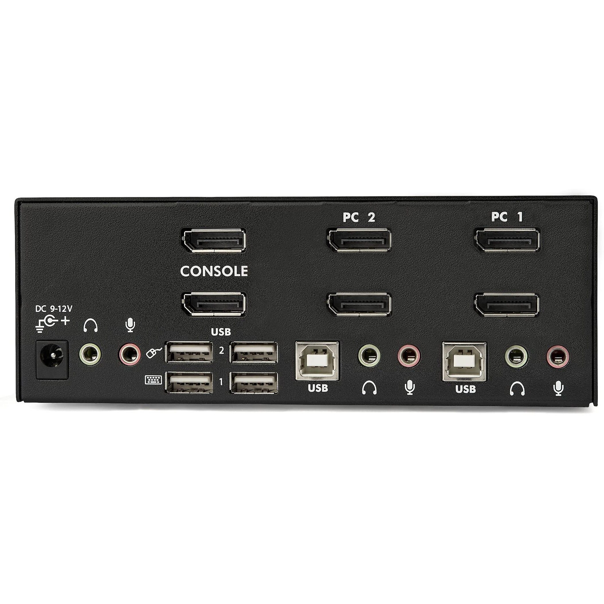 Startech.Com 2-Port Displayport Kvm Switch - Dual-Monitor - 4K 60 - With Audio & Usb Peripheral Support - Dp 1.2 - Usb Hub  Taa (Sv231Dpddua2)