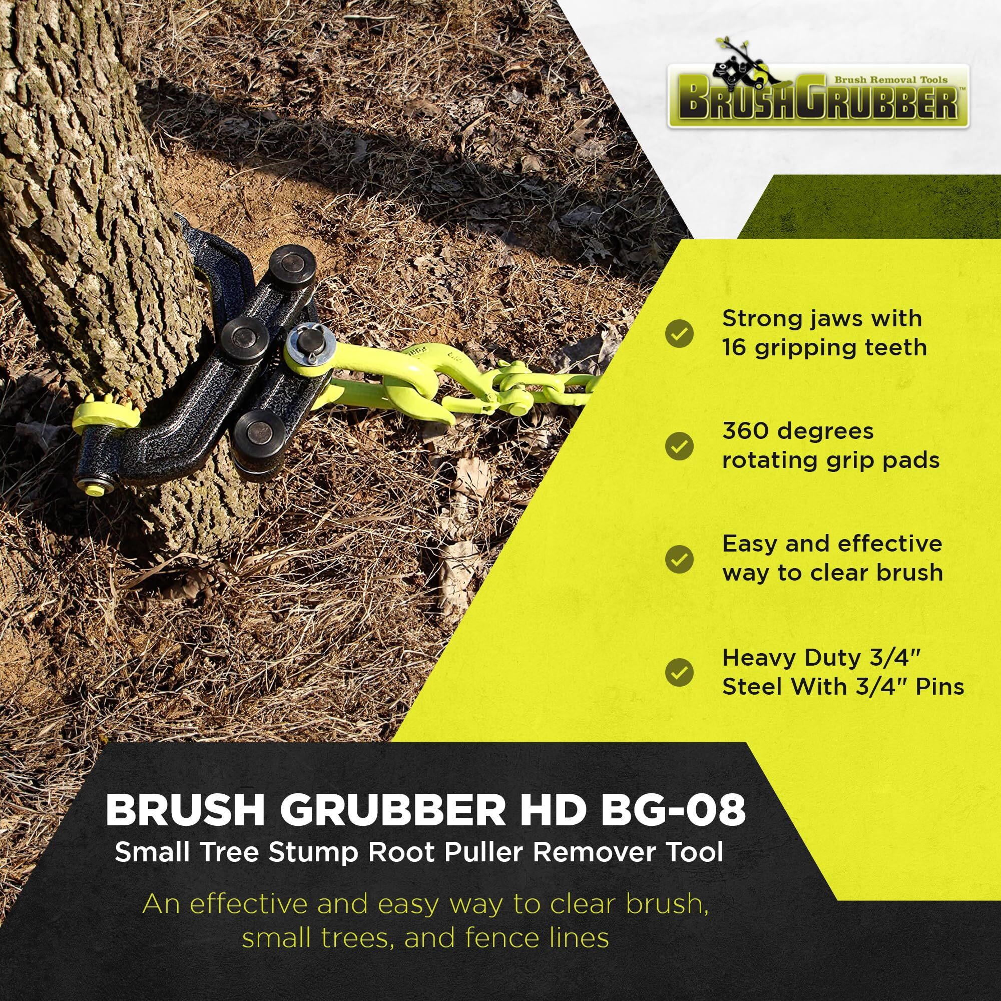 Brush Grubber Heavy Duty Steel 360 Degree Tree Stump Remover Tractor And Atv Attachment For Brush Trees And Small Trees  Green