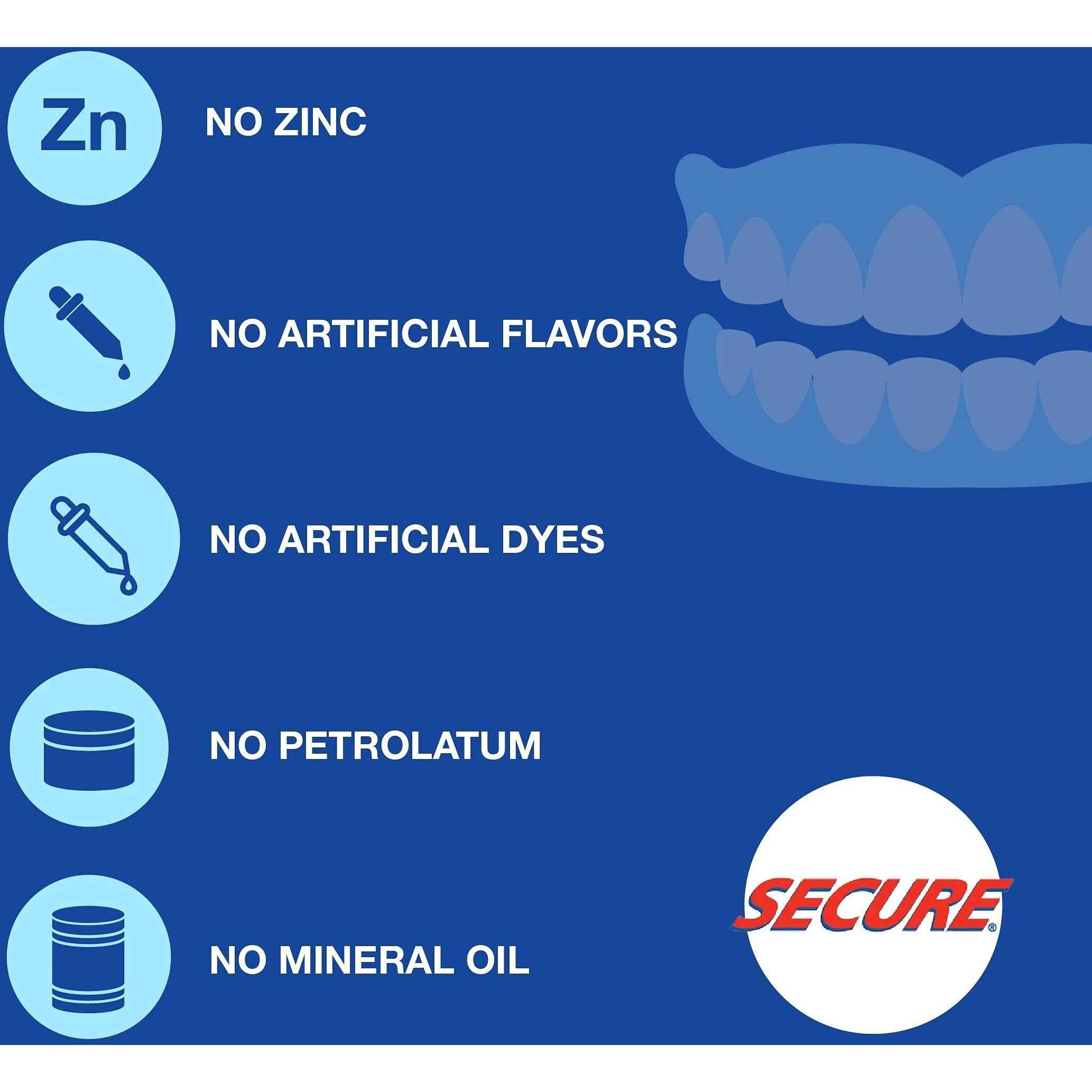 Secure Comfort Strips Waterproof Denture Adhesive - Zinc Free - Extra Firm Hold For Lower Dentures - 15 Count (Pack Of 2)