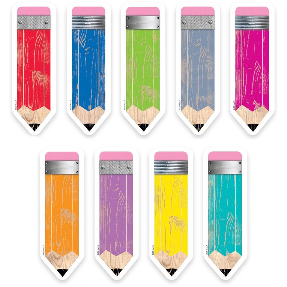 Creative Teaching Press Upcycle Style Pencils 6"" Designer Cut-Outs (6592)  108 Count (Pack Of 1)