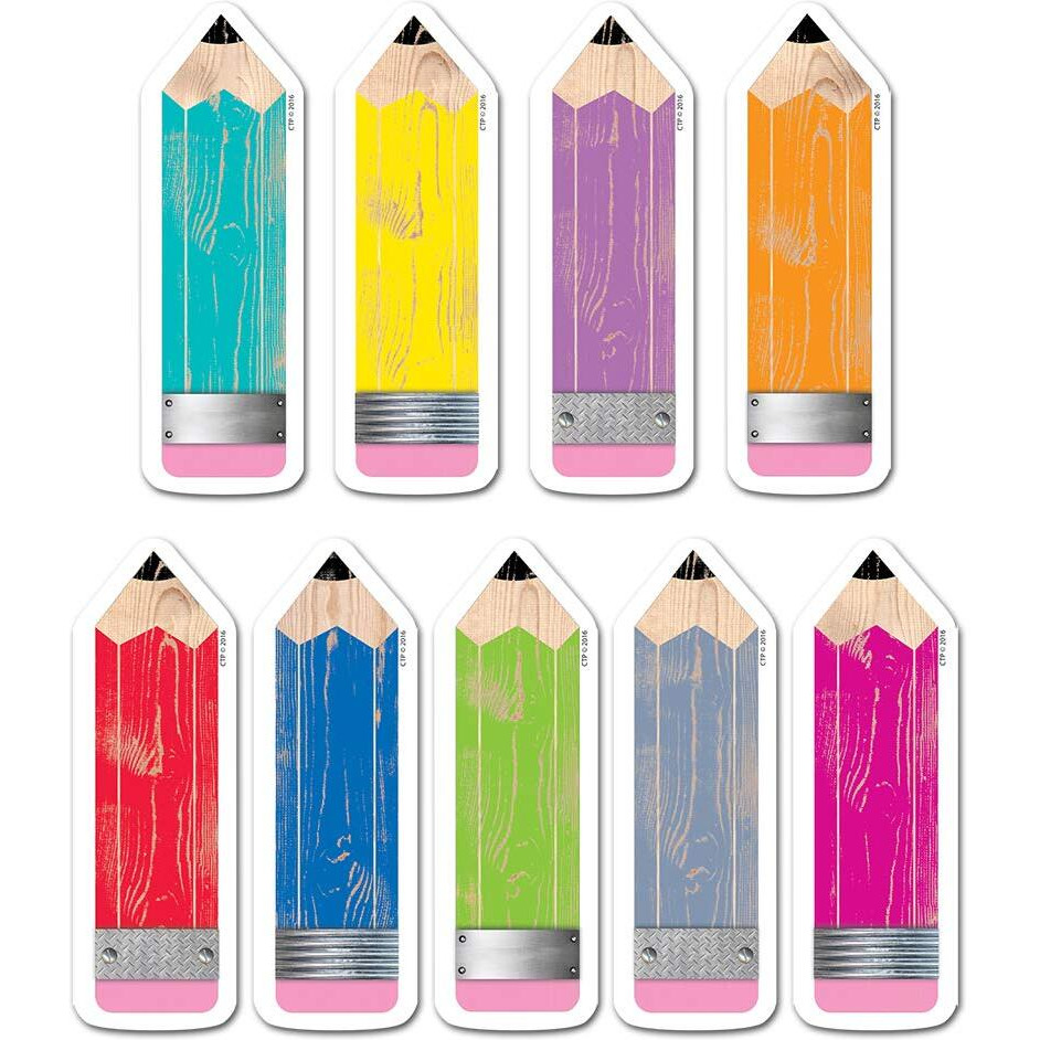 Creative Teaching Press Upcycle Style Pencils 6"" Designer Cut-Outs (6592)  108 Count (Pack Of 1)