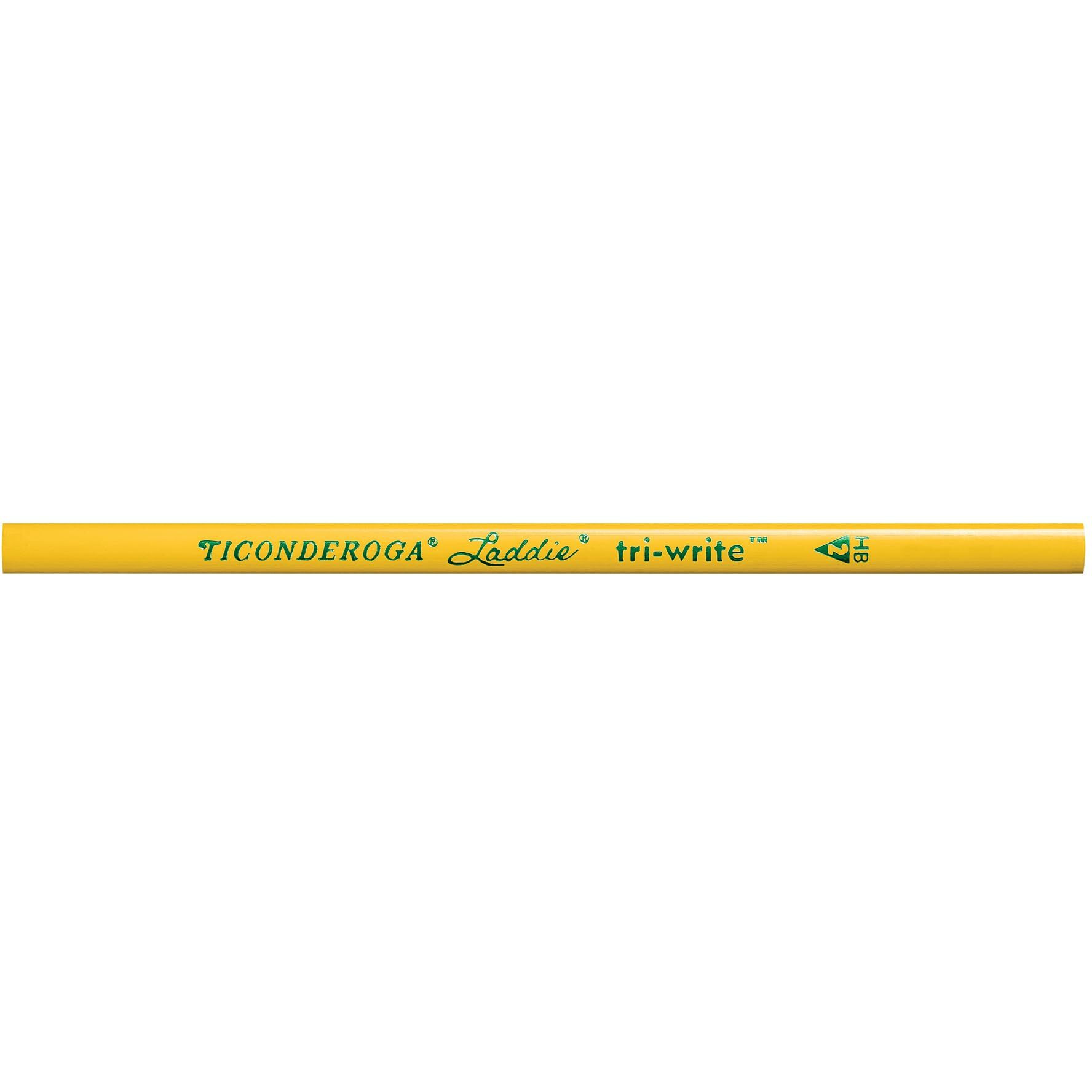 Ticonderoga Laddie Tri-Write Pencils  Wood-Cased 2 Hb Soft  Intermediate Size Triangular Without Eraser  Yellow  36-Pack (13044)