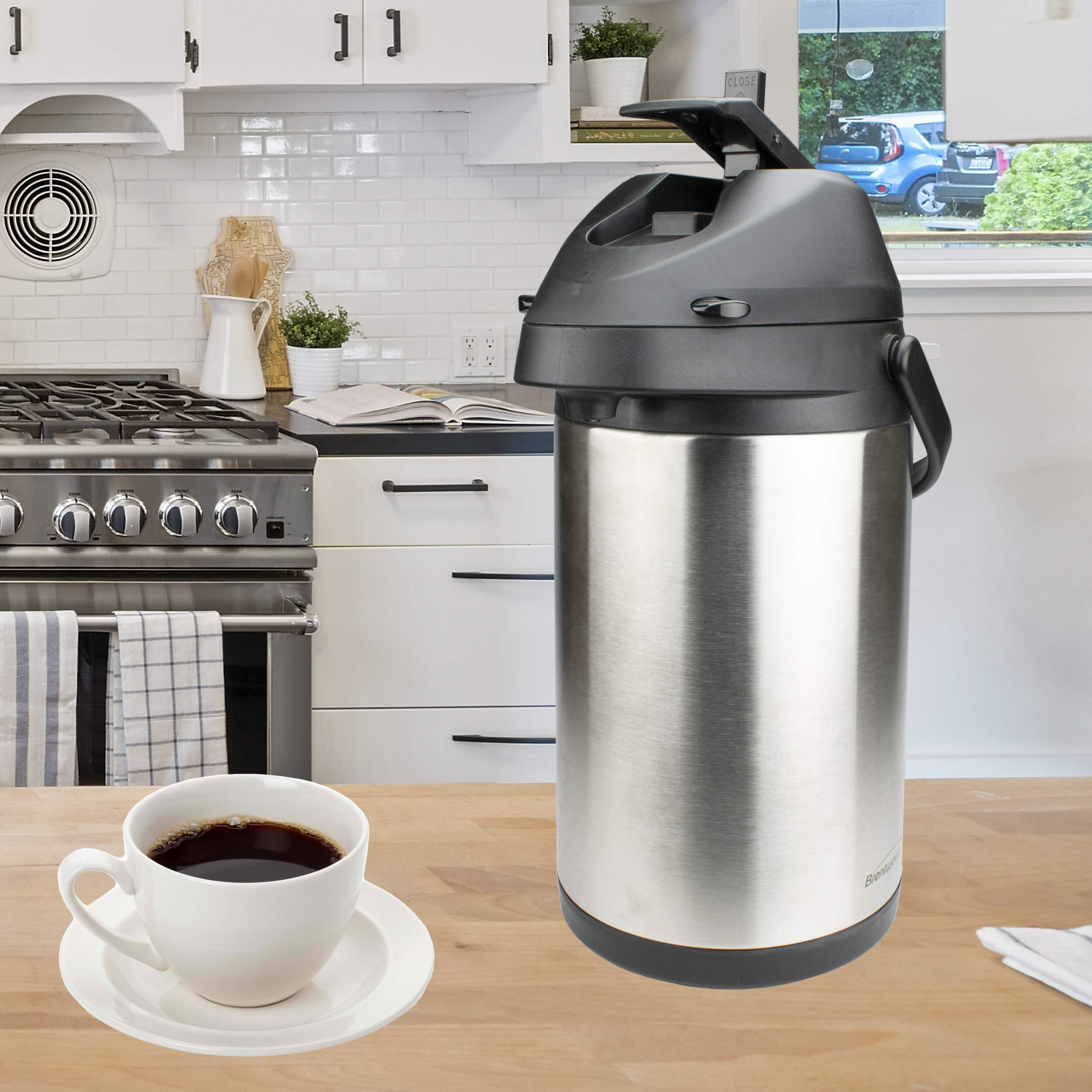 Brentwood 3.5-Liter Airpot Hot & Cold Drink Dispenser  Stainless Steel  Black