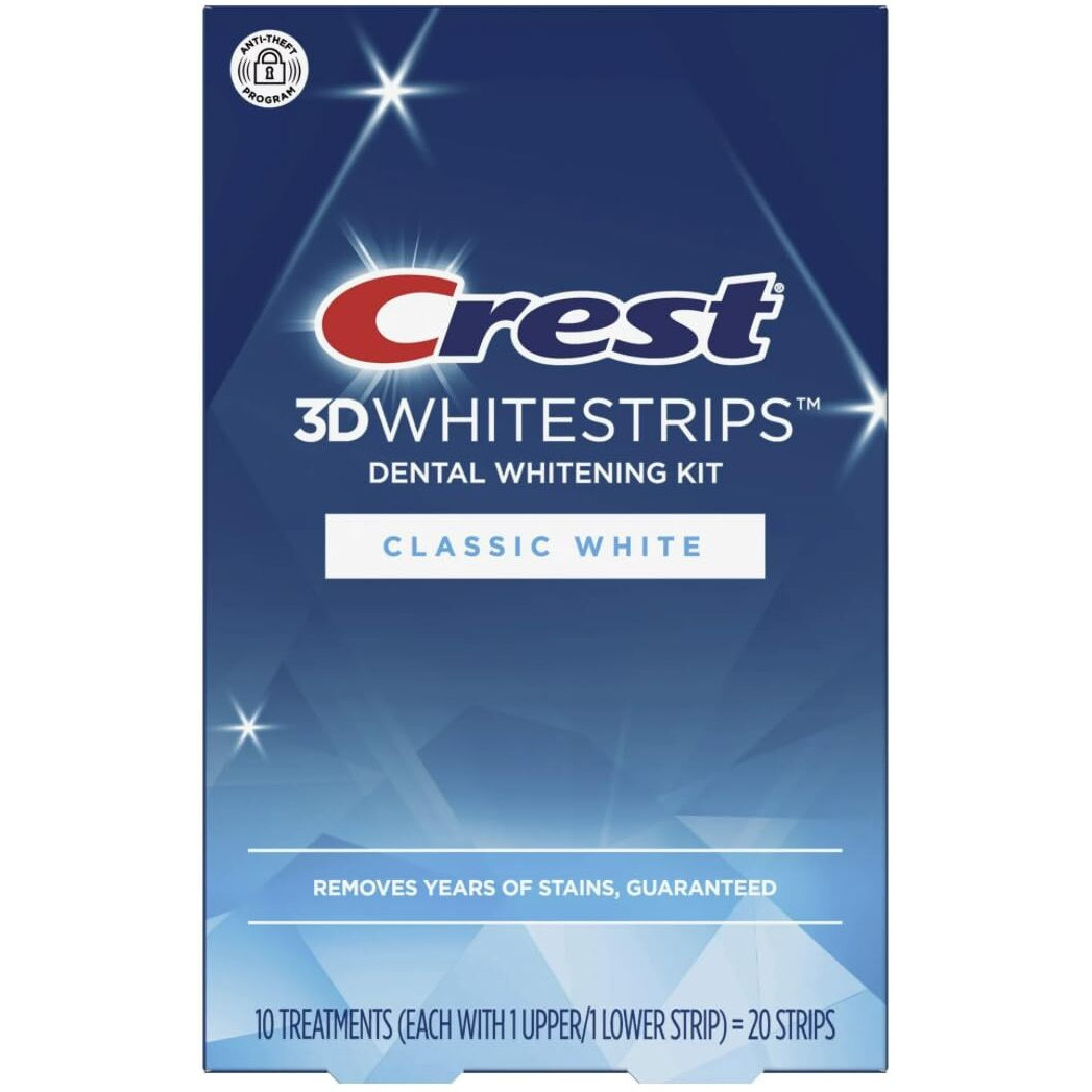 Crest 3D Whitestrips Dental Whitening Kit  Classic White  20 Strips - 10 Treatments.