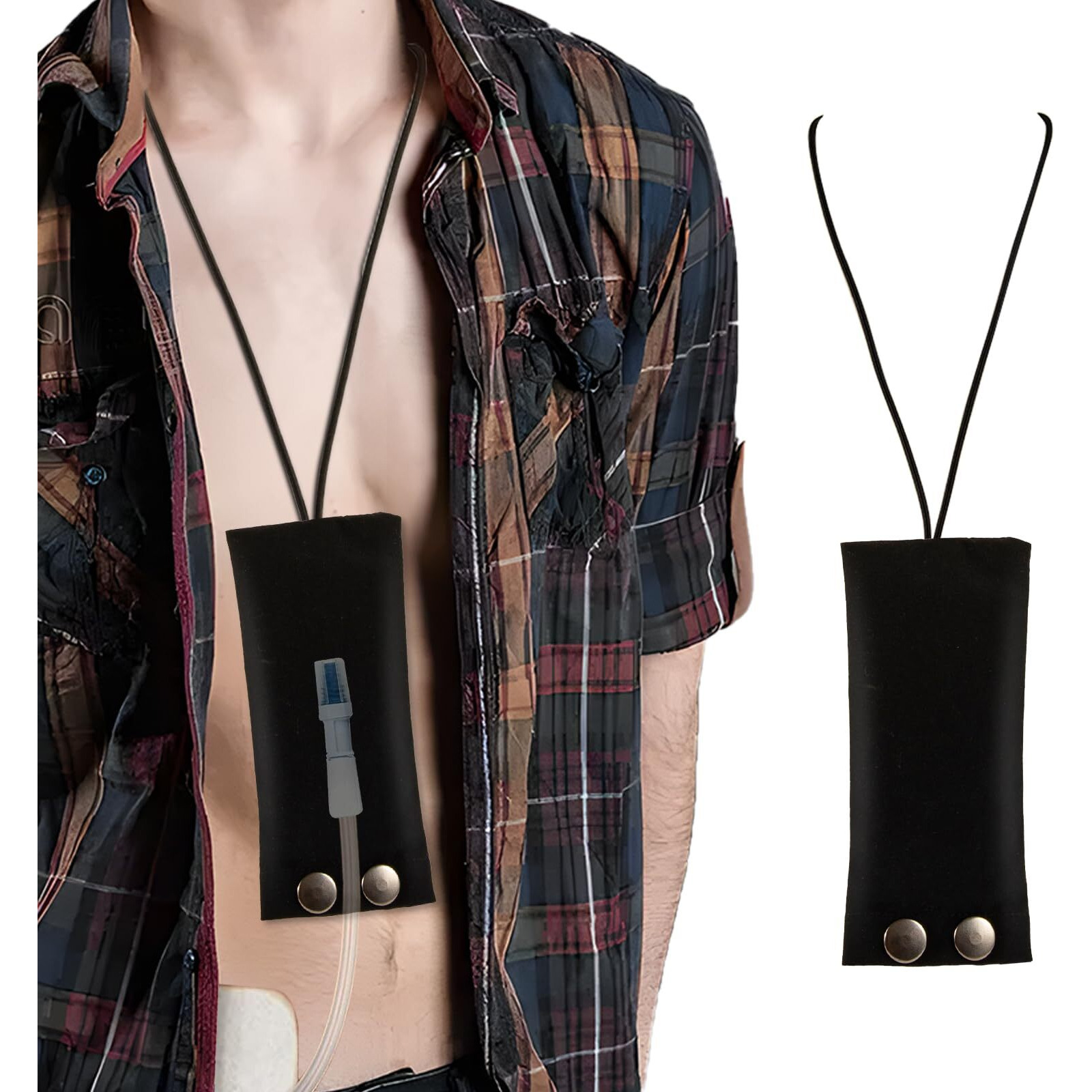 2Pcs Peritoneal Dialysis Catheter Holder For Baxter 5C4482 5C4483  Pd Catheter Lanyard Pd Secure Shower Support Pd Transfer Set Catheter Holder Accessories For Men & Women (Black)