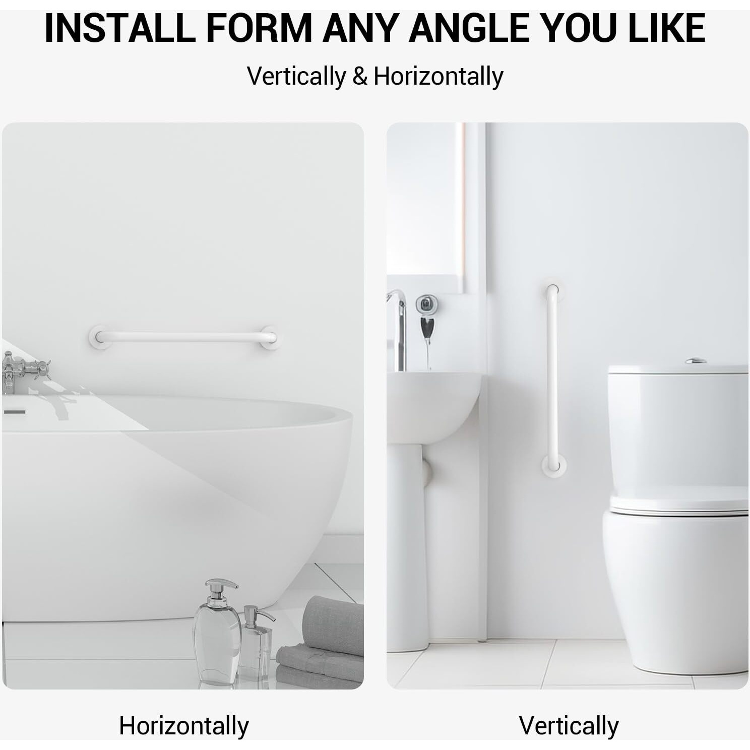 12 Inch Grab Bars For Wall White  Safety Shower Grab Bars For Seniors Elderly Handicapped  Handicap Grab Bars For Shower With Concealed Screws  Tesuchan