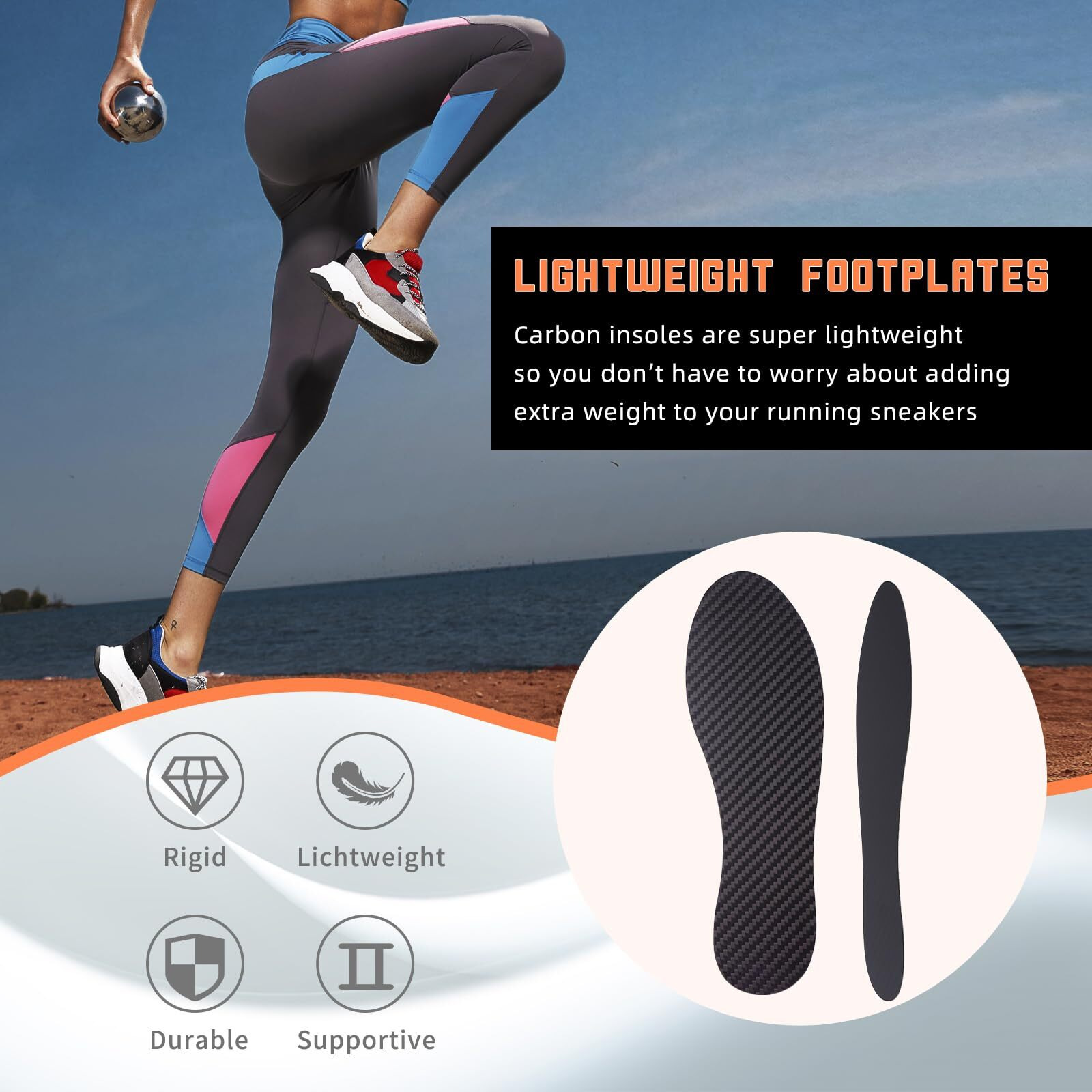 Carbon Insole For Men & Women - Rigid Carbon Fiber Shoe Insert For Hallux Rigidus  Turf Toe (9.05' / 230Mm - Men's 5.5 / Women's 6.5  1 Pair)