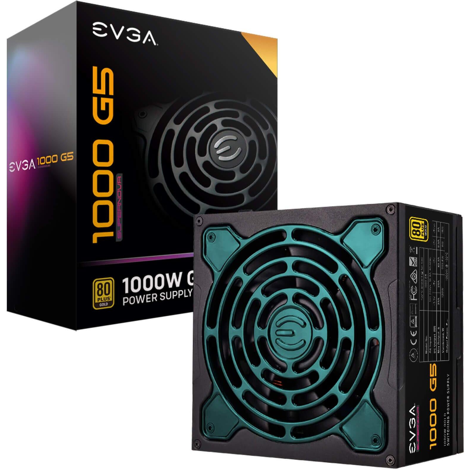 Evga 1000 G5  80 Plus Gold 1000W  Fully Modular  Eco Mode With Fdb Fan  100% Japanese Capacitors  10 Year Warranty  Compact 150Mm Size  Power Supply 220-G5-1000-X1