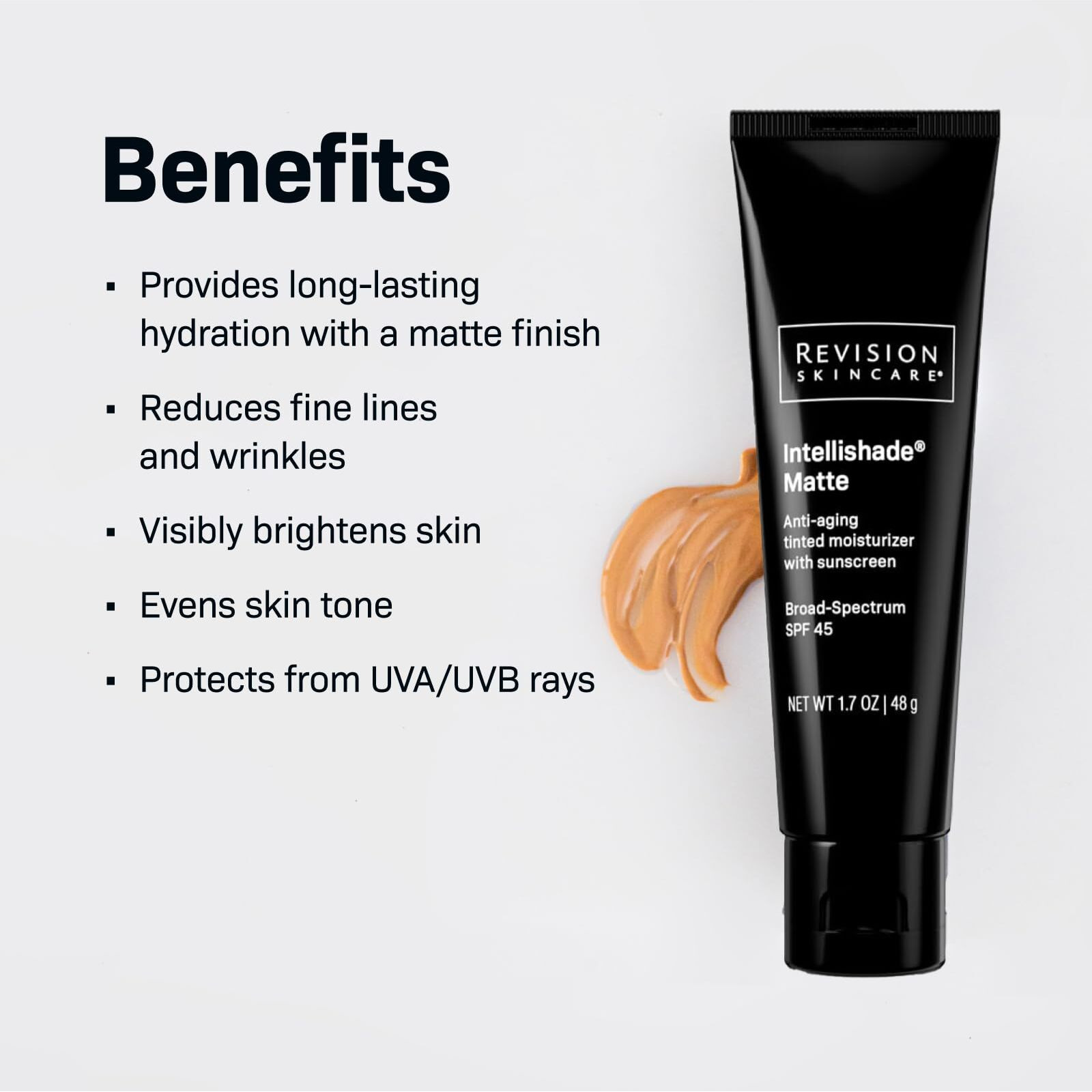 Revision Skincare Intellishade Matte  Anti Aging Tinted Daily Moisturizer With Spf  Anti Wrinkle With Peptides And Vitamin C  1.7 Oz
