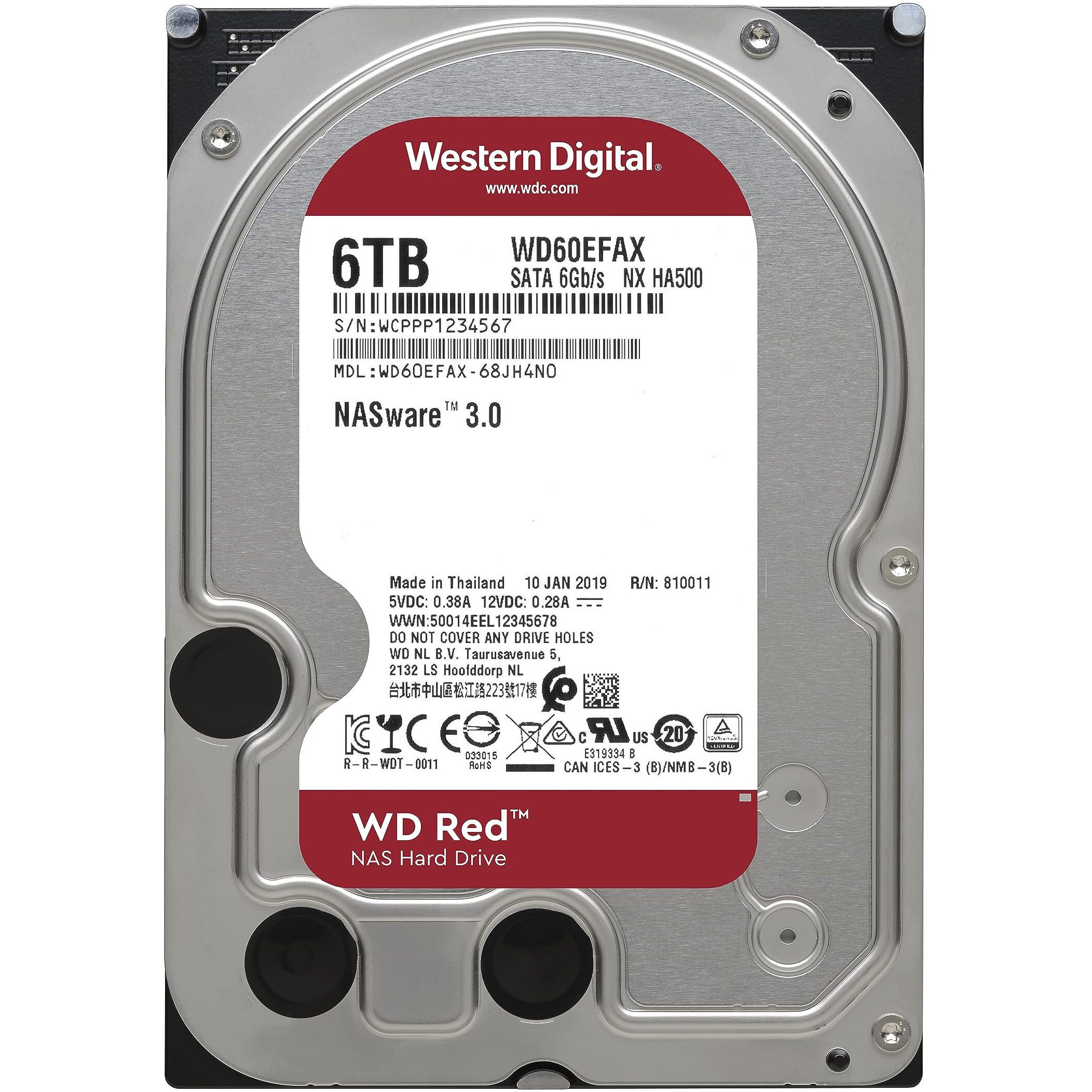 Western Digital 6Tb Wd Red Nas Internal Hard Drive Hdd - 5400 Rpm  Sata 6 Gb/S  Smr  256Mb Cache  3.5&quot&quot - Wd60Efax