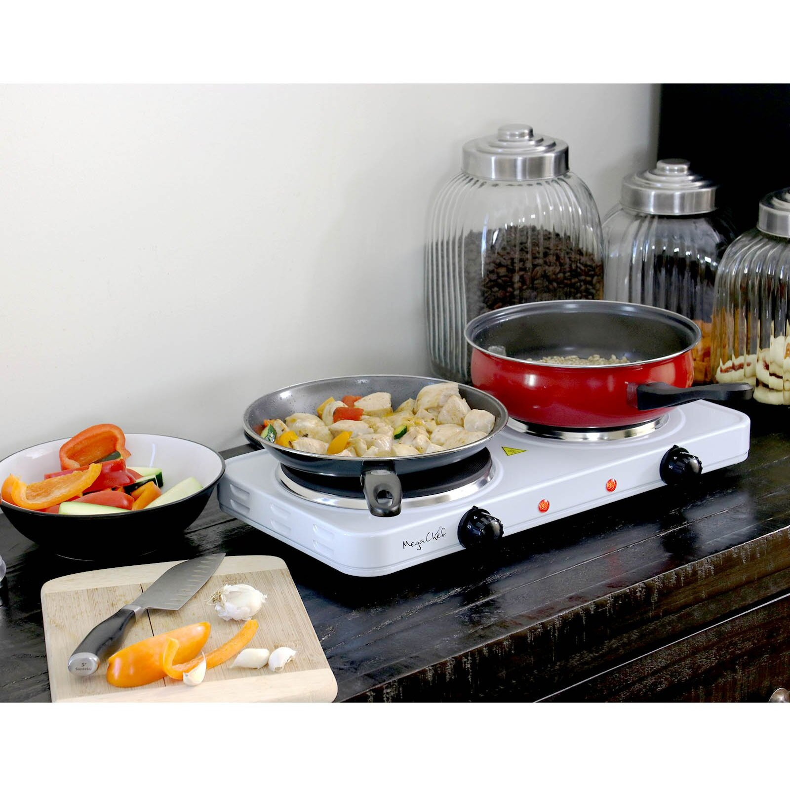 Megachef Portable Easy Clean Dual Electric Cooktop Countertop Burner Stove