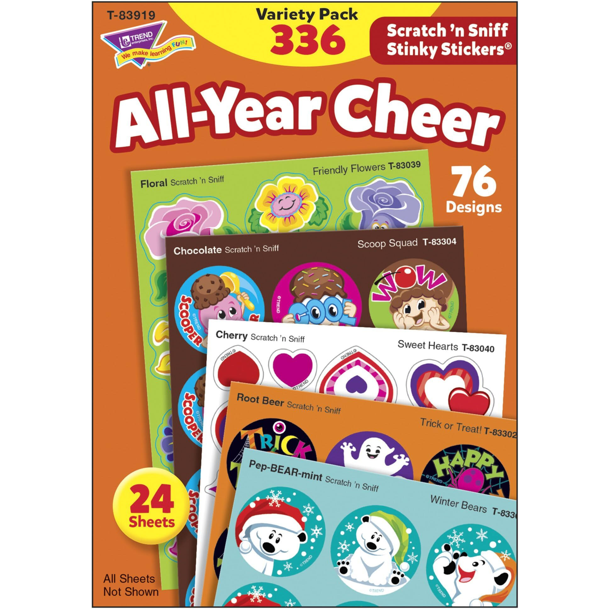 All Year Cheer Stinky Stickers Variety Pack By Trend Enterprises  Inc. 336 Ct. 70 Designs  8 Scents