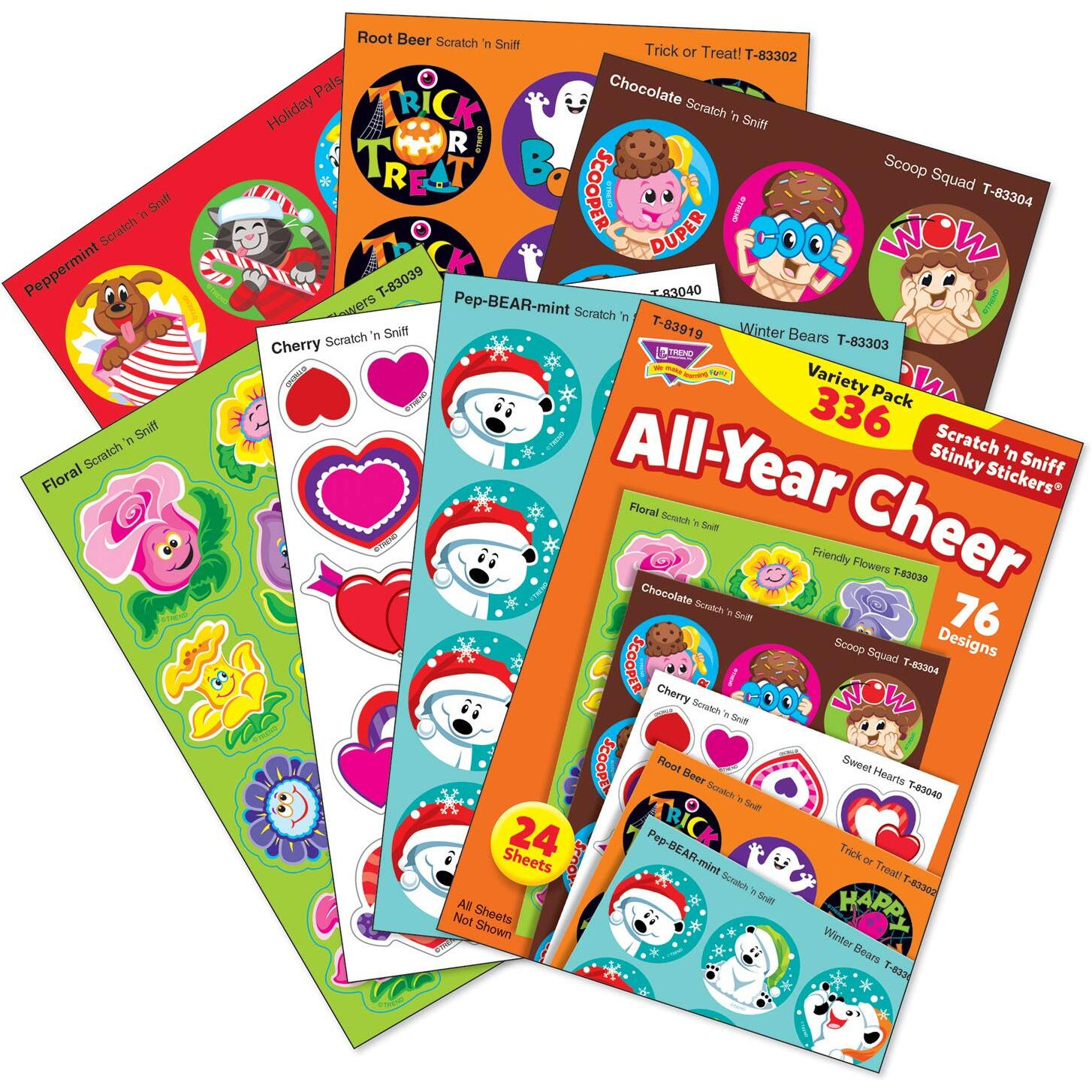 All Year Cheer Stinky Stickers Variety Pack By Trend Enterprises  Inc. 336 Ct. 70 Designs  8 Scents