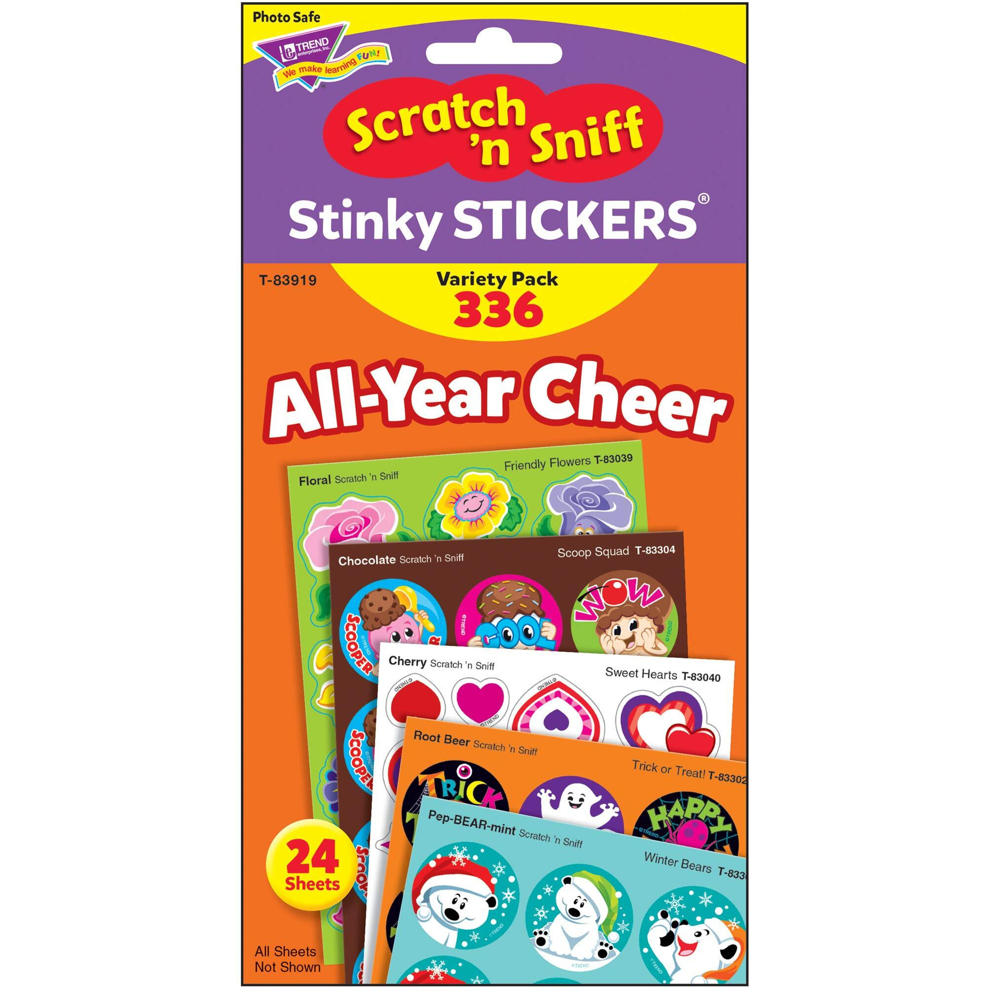 All Year Cheer Stinky Stickers Variety Pack By Trend Enterprises  Inc. 336 Ct. 70 Designs  8 Scents