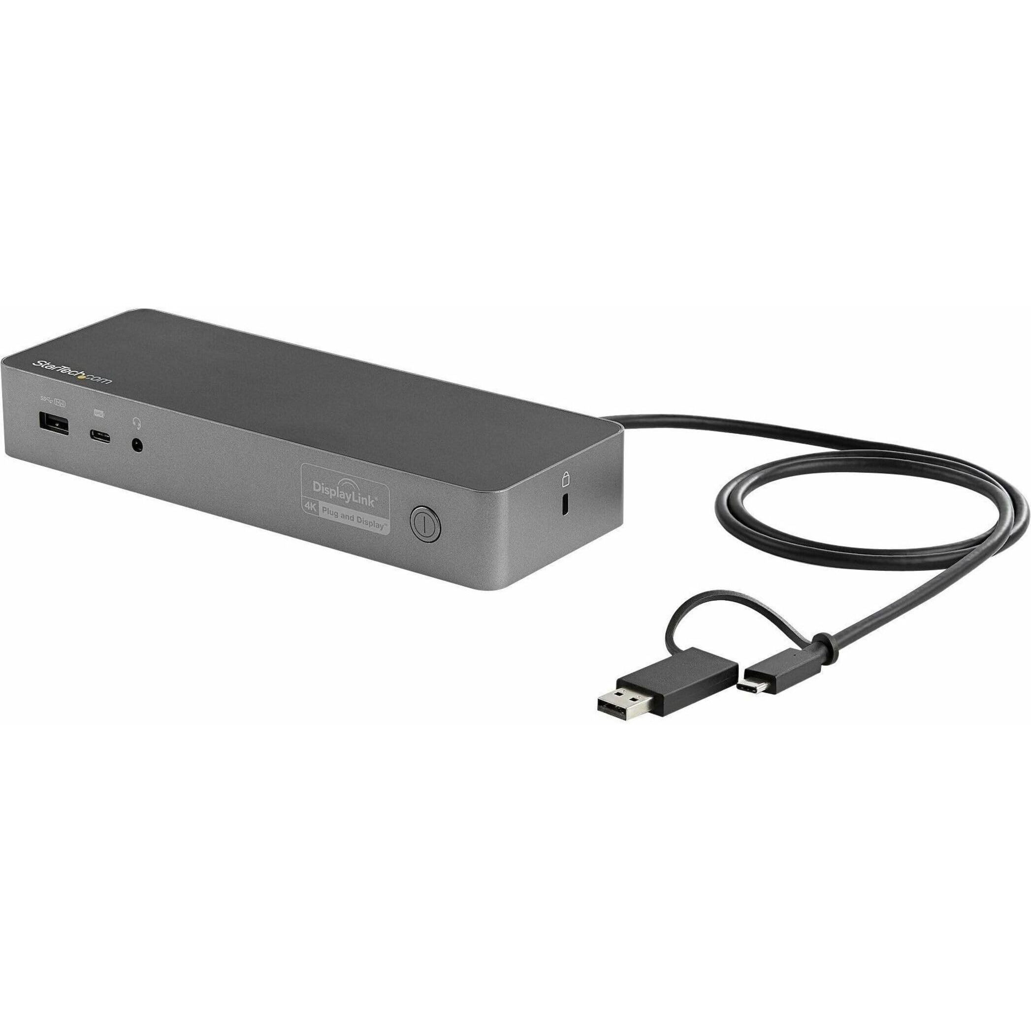 Startech.Com Universal Laptop Docking Station  Hybrid Usb-C/Usb-A Dock  Dual 4K Dp/Hdmi  100W Pd  Mac/Windows/Chrome Os  Nic