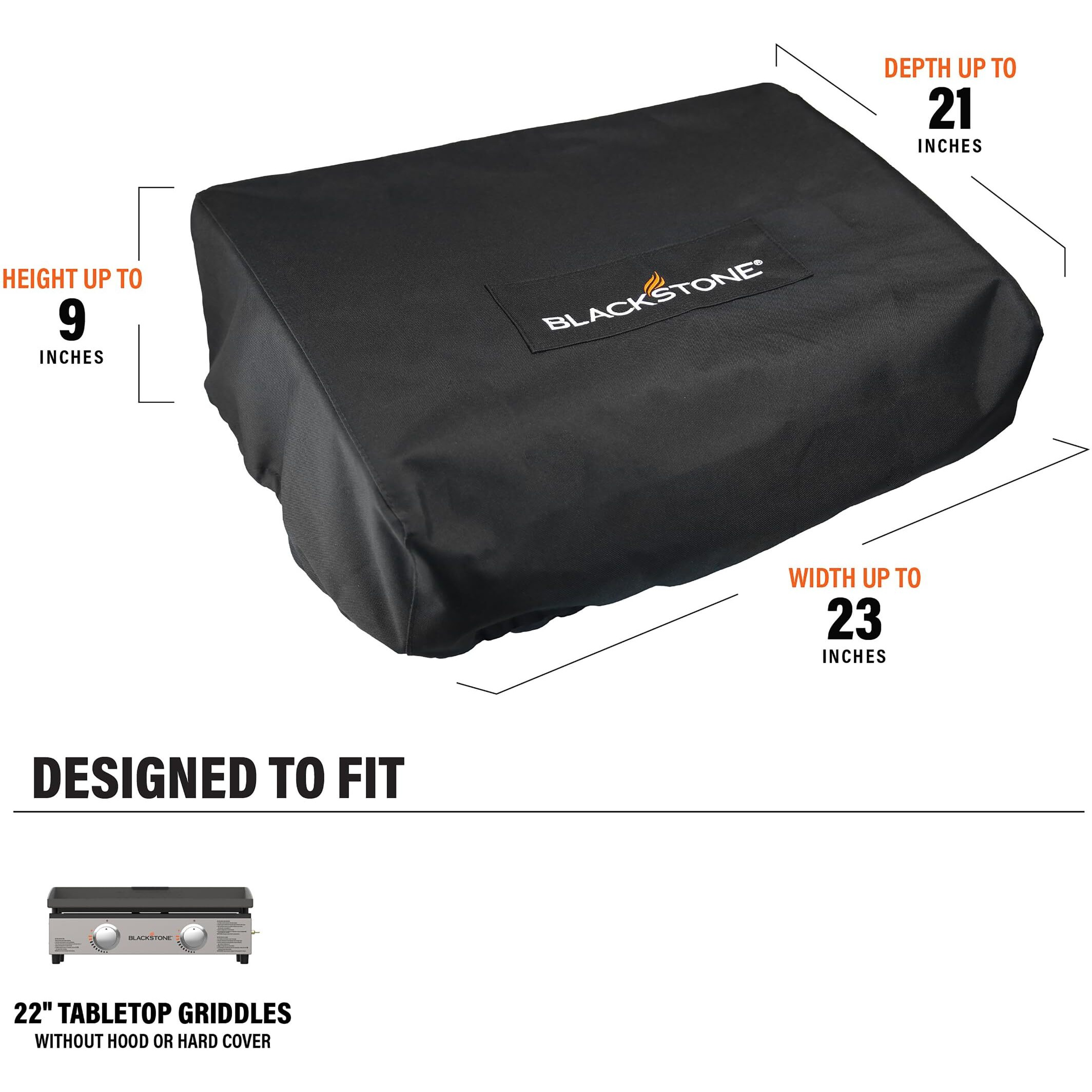 Blackstone 1724 22  Tabletop Griddle Cover For Griddles Without A Hood Or Hard Cover  Weather Resistant  Black