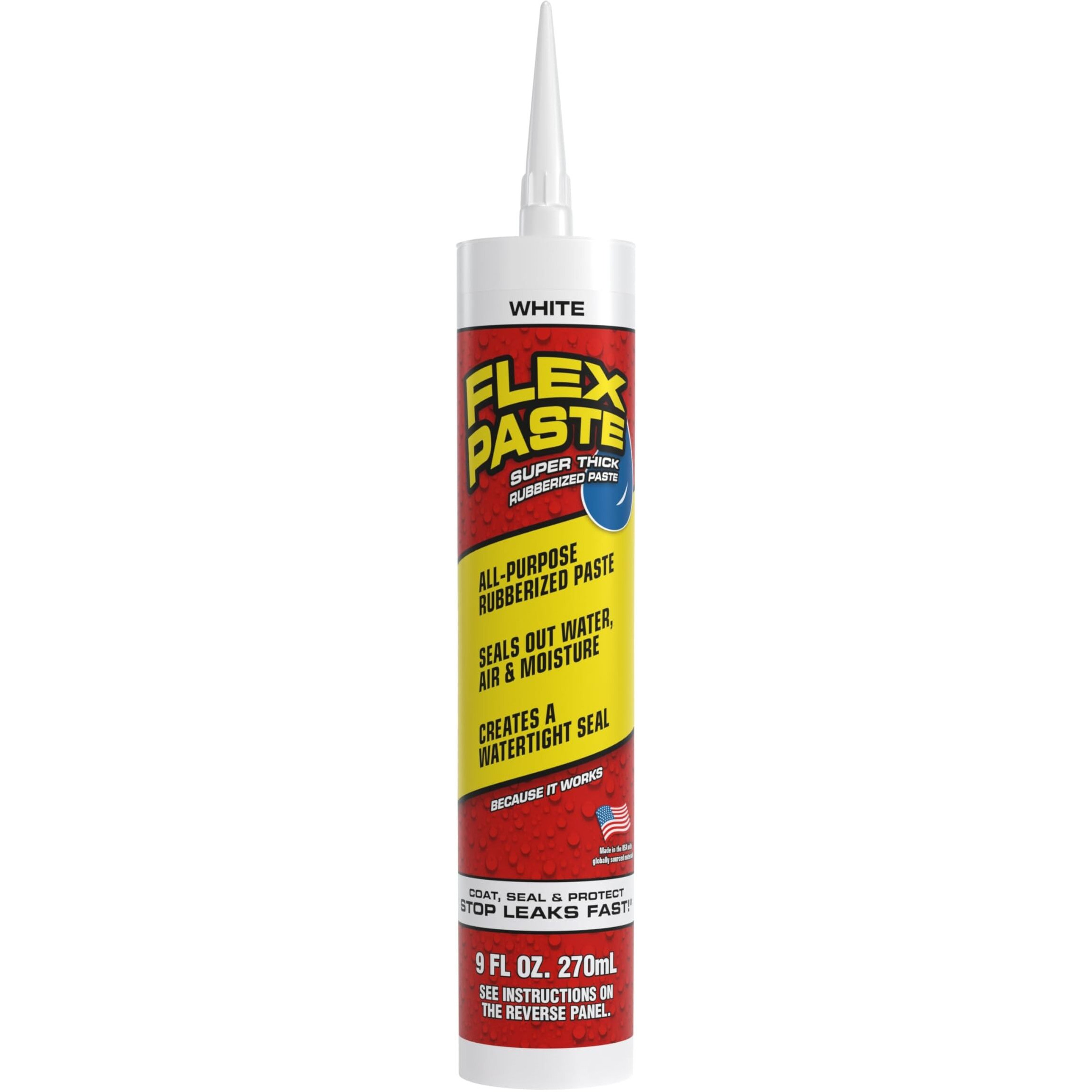 Flex Paste  Cartridge  White  Waterproof Paintable Putty  Spackle Sealant  Fill Gaps Cracks Holes - Block Out Water And Air - Uv Resistant - Walls  Drywall  Epdm  Concrete  Roof  Rv Repairs