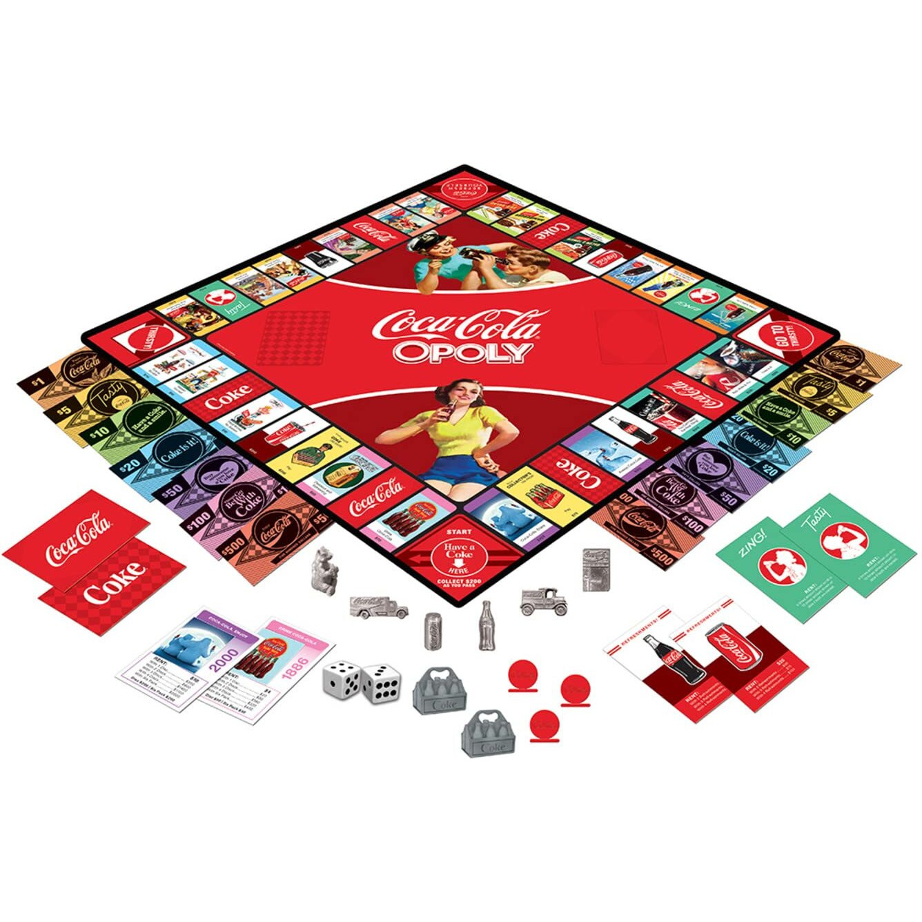 Masterpieces Opoly Board Games - Coca-Cola Opoly - Officially Licensed Board Games For Adults & Families