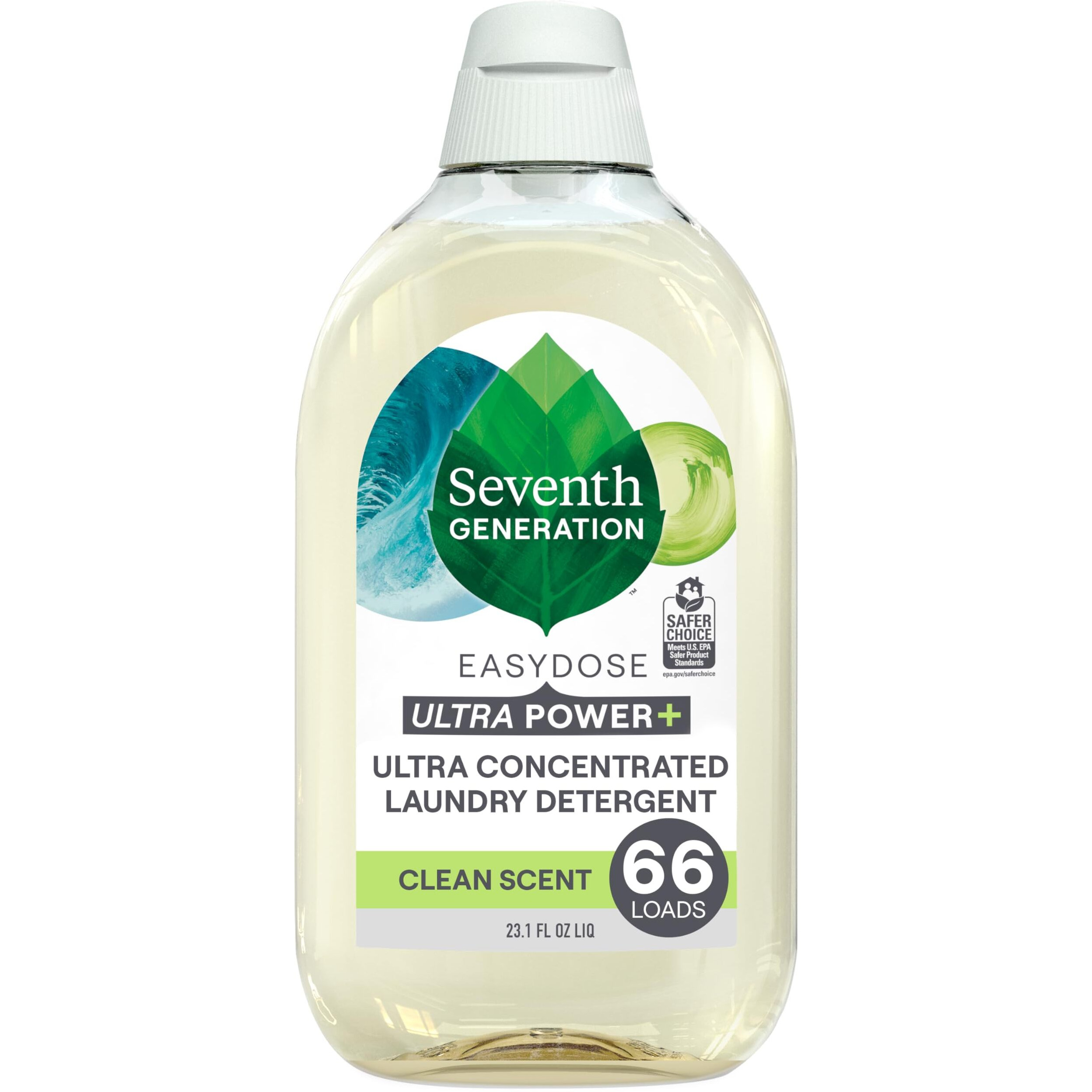 Seventh Generation Laundry Detergent  23 Oz (66 Loads) Ultra Concentrated Easydose  Power+ Clean Scent