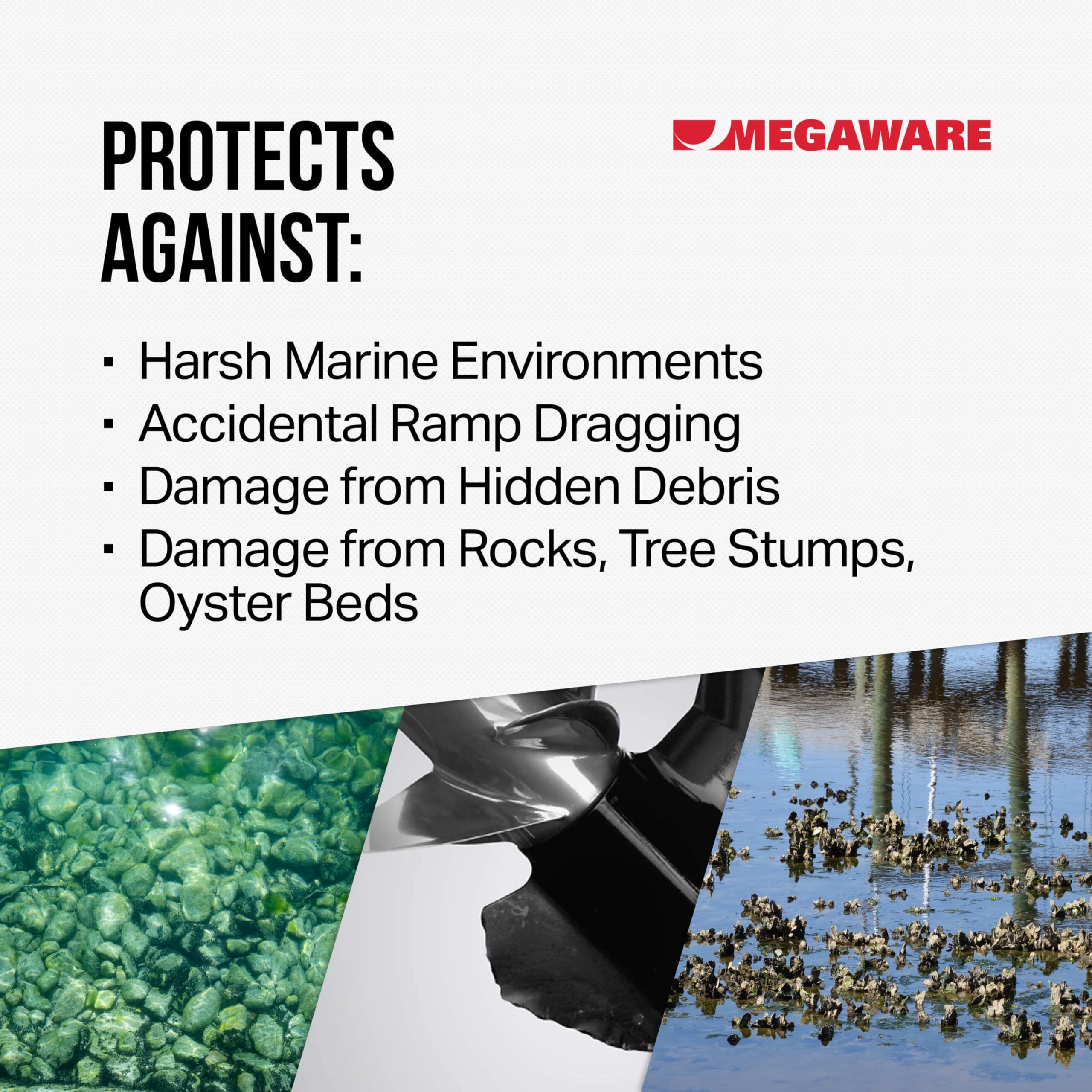 Megaware Keelguard Skegguard 27211 Skeg Protector With Drain Hole - Protects Against Ramp Dragging And Wear And Tear - Easy To Install - Fits Mercury Mariner - See Listing For Fitment Details