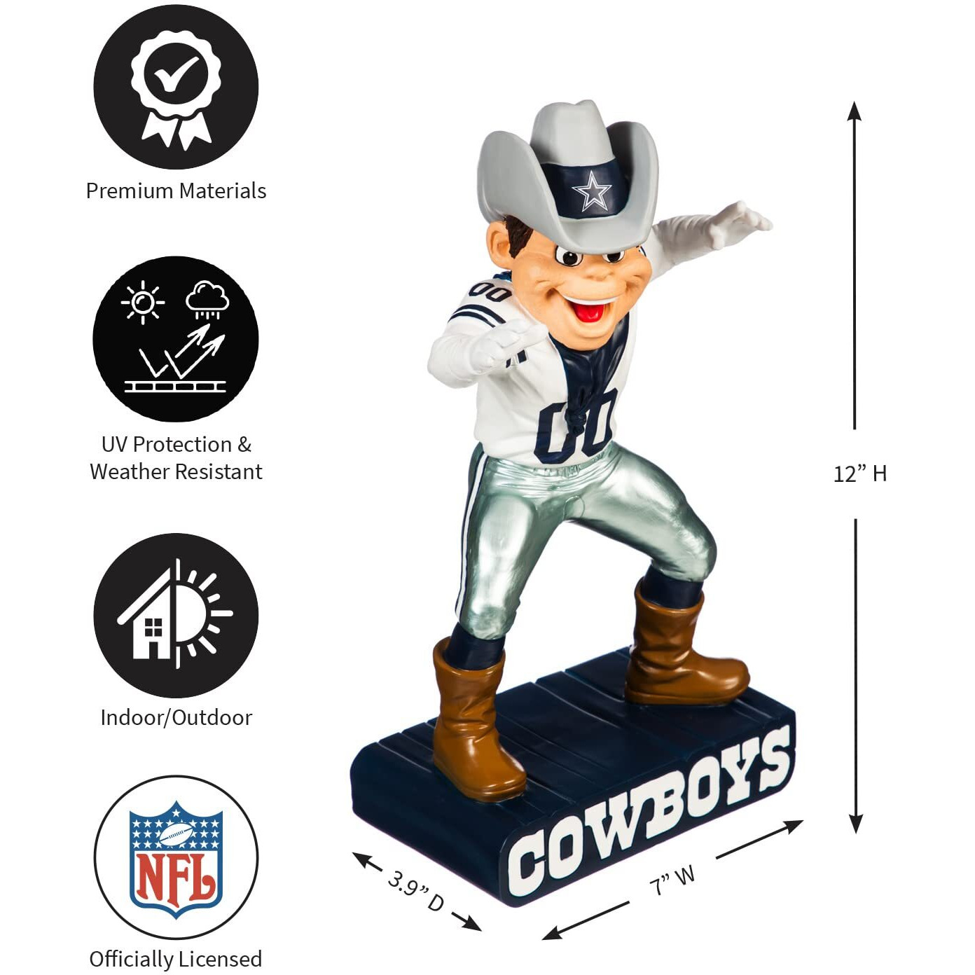 Team Sports America Nfl Dallas Cowboys Fun Colorful Mascot Statue 12 Inches Tall