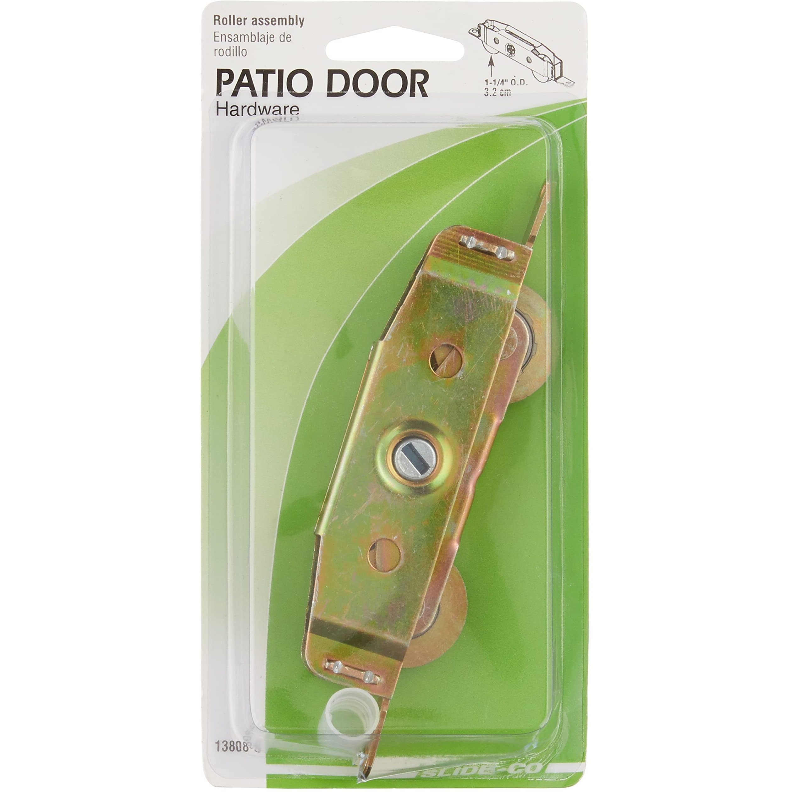 Slide-Co 13808-S Sliding Patio Door Roller Assembly  1-1/4 In. Wheel Diameter  Steel Ball Bearing Wheels (Single Pack)