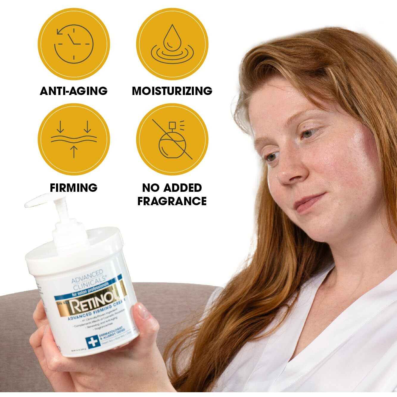 Advanced Clinicals Retinol Body Lotion + Collagen Cream 2Pc Body Skin Care Set | Skin Firming Moisturizer Face Lotion & Skin Tightening Body Cream | Crepey Skin Care Treatment | Fragrance-Free  16Oz