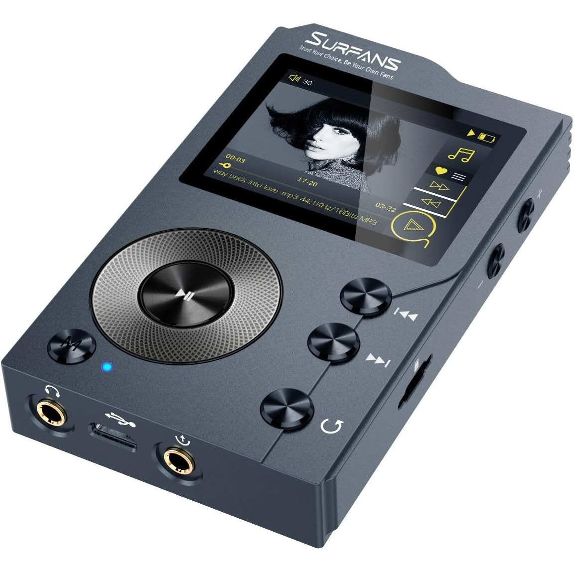 Surfans F20 Hifi Mp3 Player With Bluetooth5.2  Lossless Dsd High Resolution Digital Audio Music Player  High-Res Portable Audio Player With 32Gb Memory Card  Support Up To 256Gb