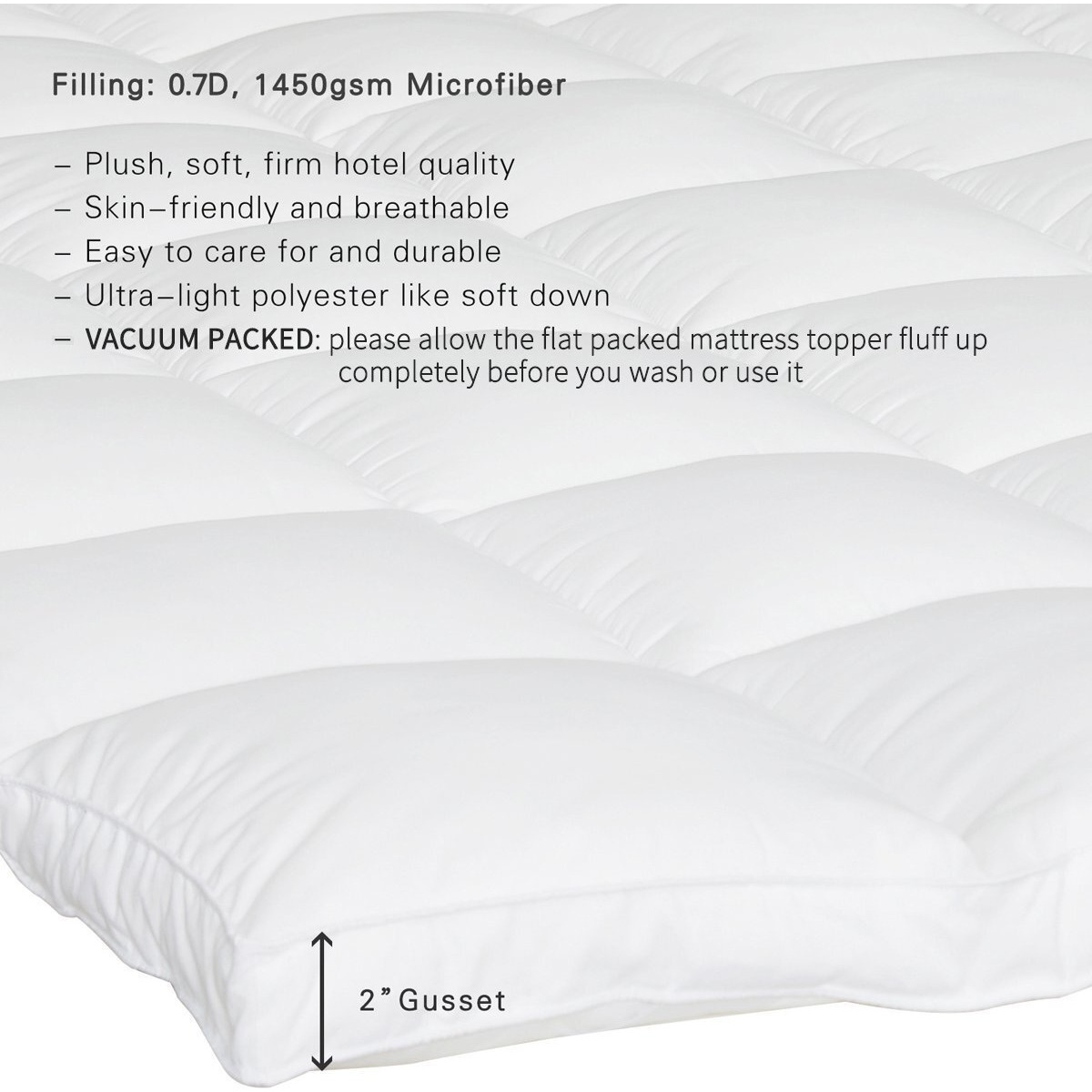 Sufuee Mattress Topper Queen Size 2 Inch Thick Down Alternative Quilted Mattress Cover Soft And Warm Mattress Pad For All Seasons