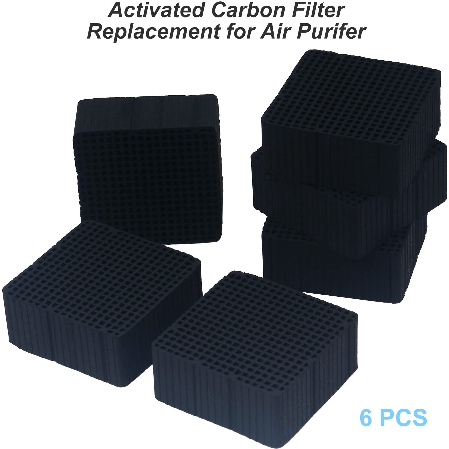 Enomaker Replacement Carbon Filters Activated Charcoal Block Parts Resin Air Purifier Charcoal Cube Ultra-Absorption Honeycomb For Elegoo Anycubic Mini Air Filter Lcd Dlp Resin 3D Printer(Pack Of 6)