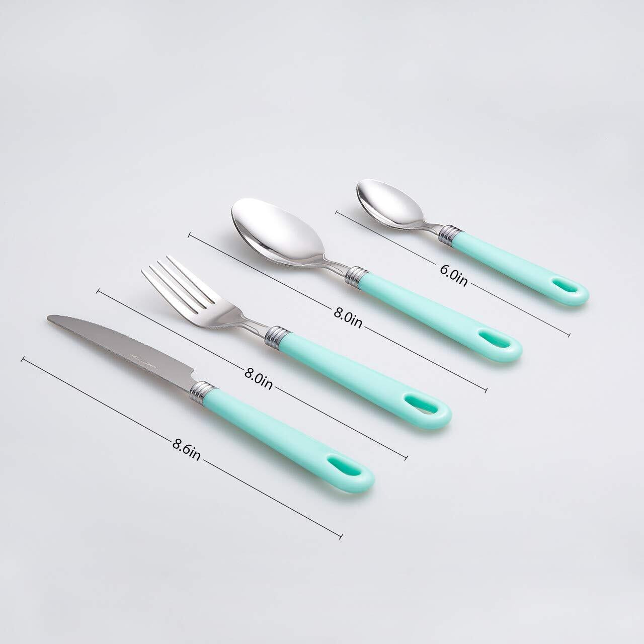 Cutiset 25 Piece Stainless Steel Flatware Set With Hanging Caddy (Green  25-Piece)