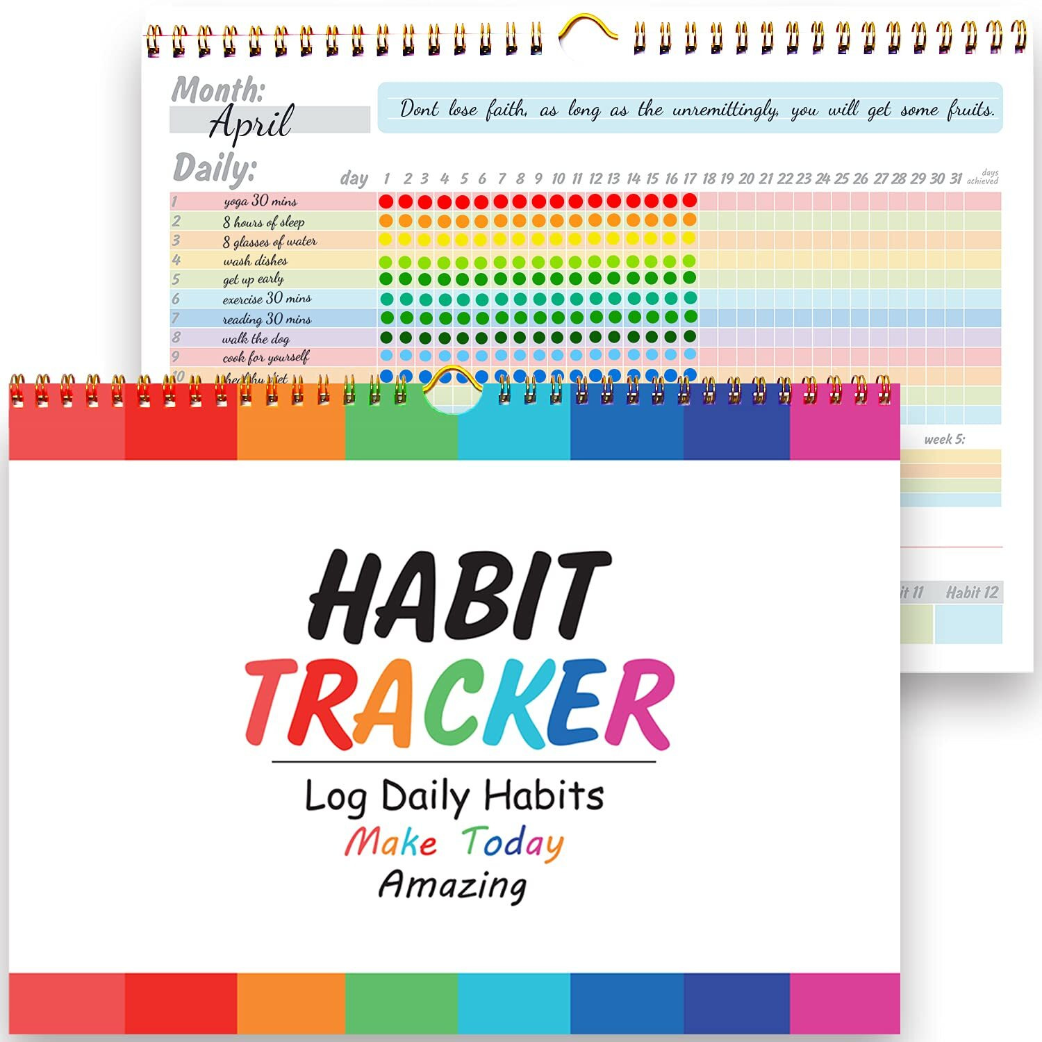 Gisgfim Habit Tracker Calendar Motivational Habit Tracking Journal Inspirational Goal Planner With Spiral Binding Beautiful Weekly Undated 12+2 Month Journal
