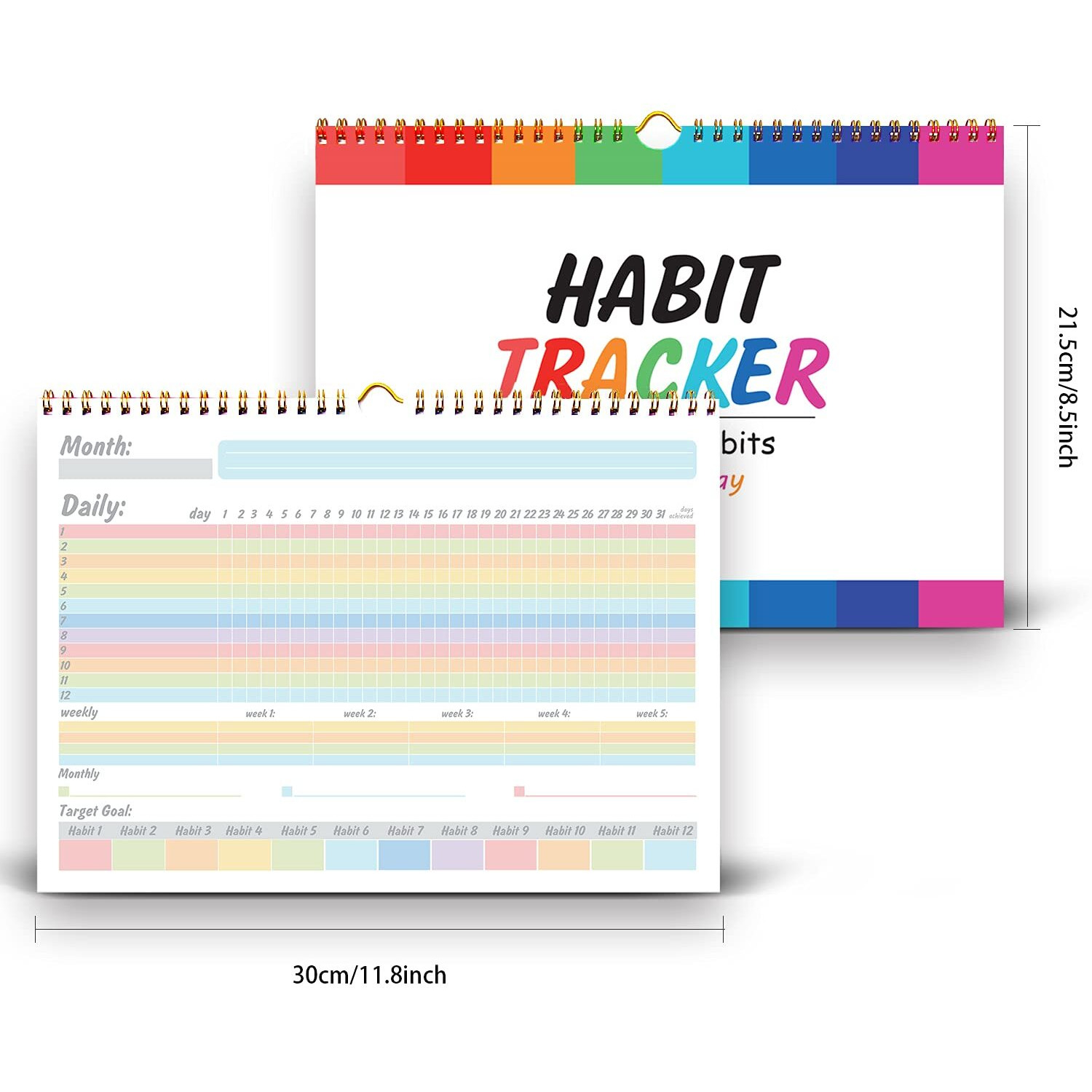 Gisgfim Habit Tracker Calendar Motivational Habit Tracking Journal Inspirational Goal Planner With Spiral Binding Beautiful Weekly Undated 12+2 Month Journal