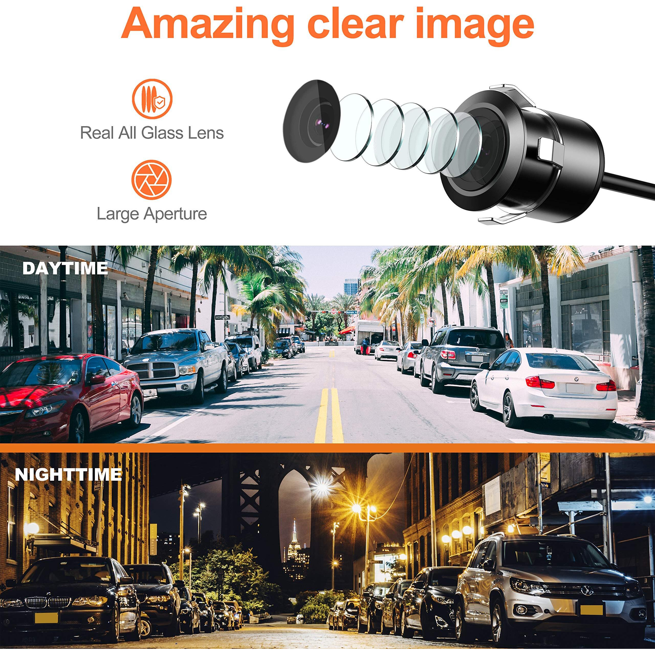 Backup Camera Flush Mount  Metal Housing 170Wide View Angle Rear/Side/Front View Camera For Car  Clear Night Vision Ip69 Waterproof Reverse Camera For Vehicle Suv Rv Pickup  18.5Mm  12V/24V  Black