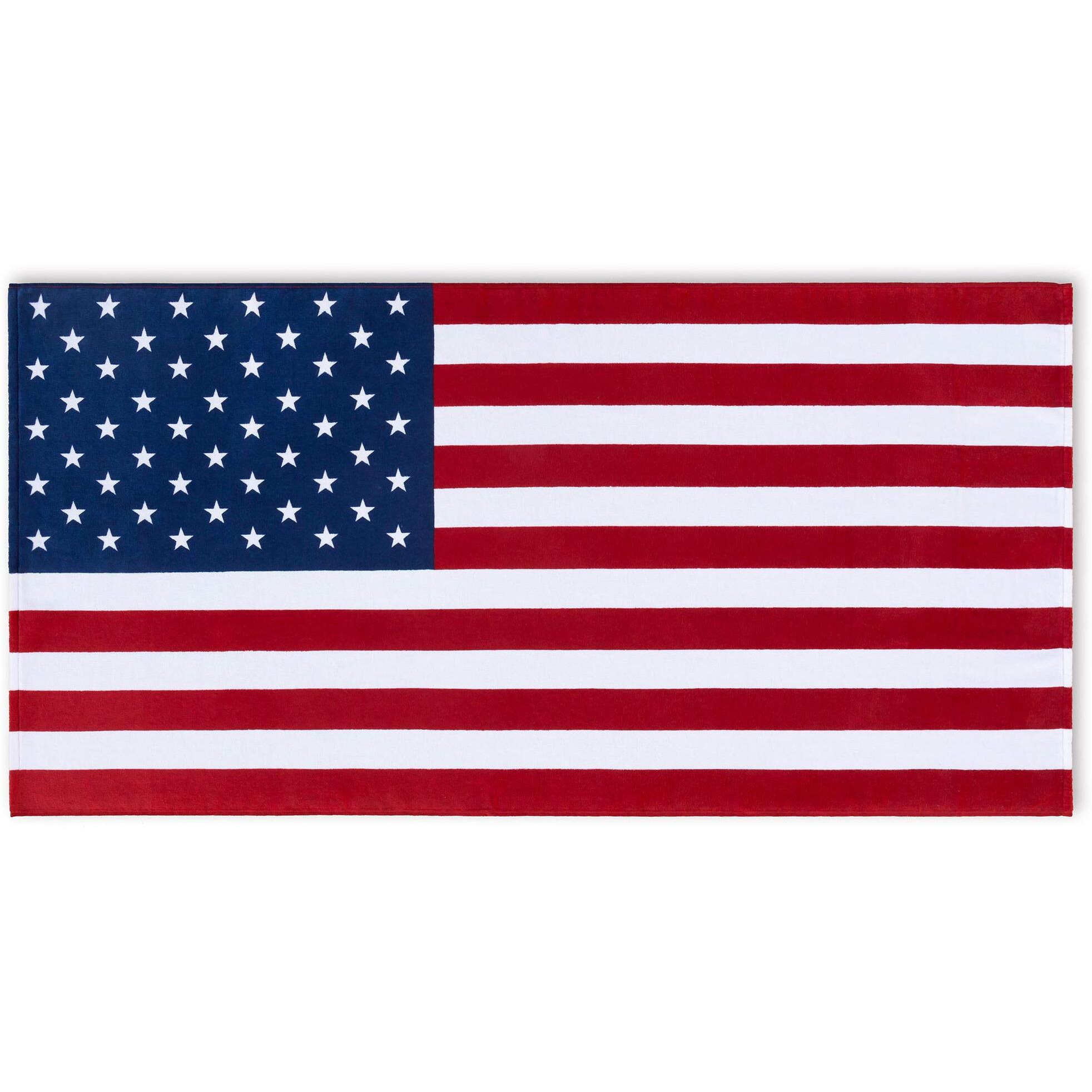 American Flag Beach Towel 30 X 60 Inch (76 X 152 Cm) Usa Patriot 100% Cotton Velour Terry