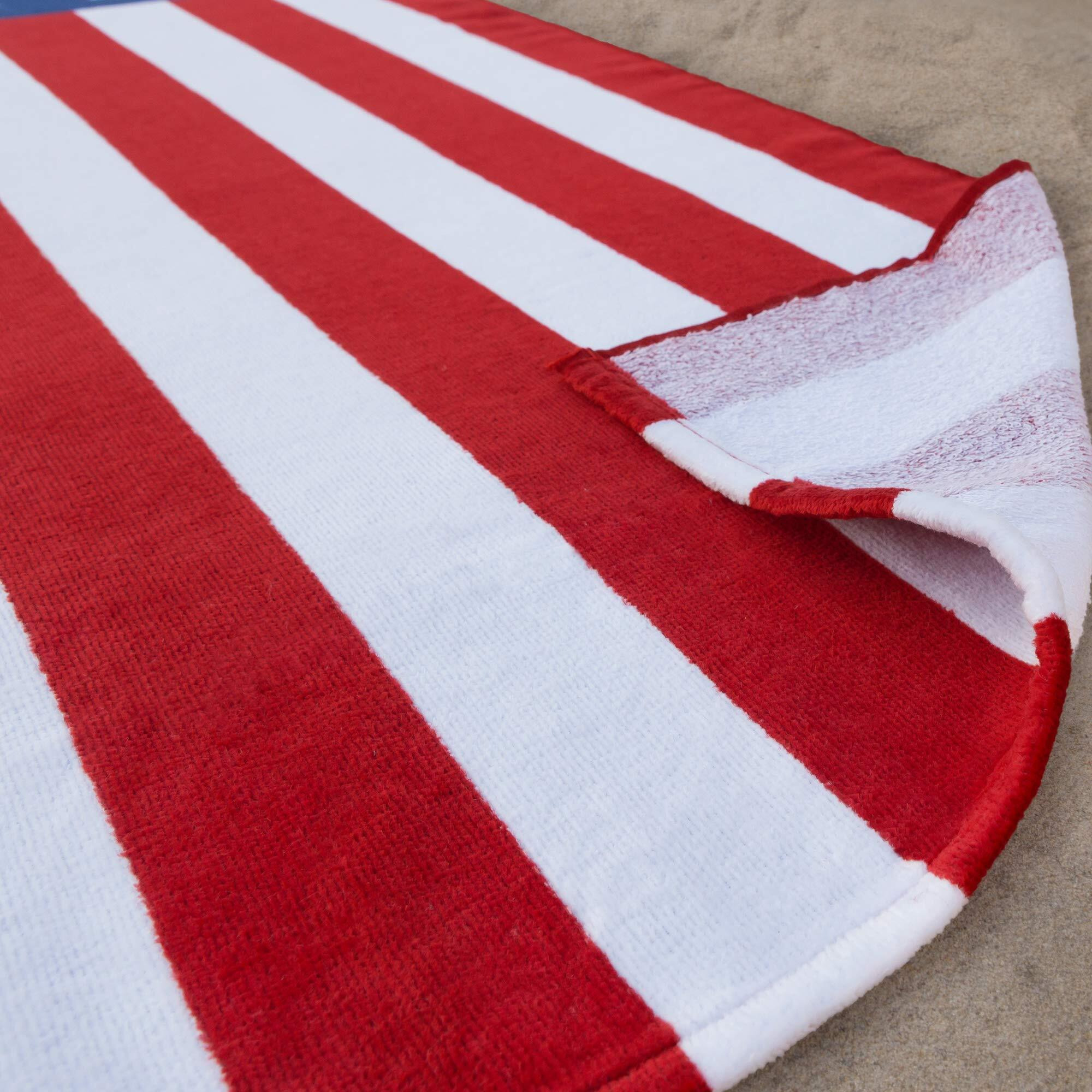 American Flag Beach Towel 30 X 60 Inch (76 X 152 Cm) Usa Patriot 100% Cotton Velour Terry