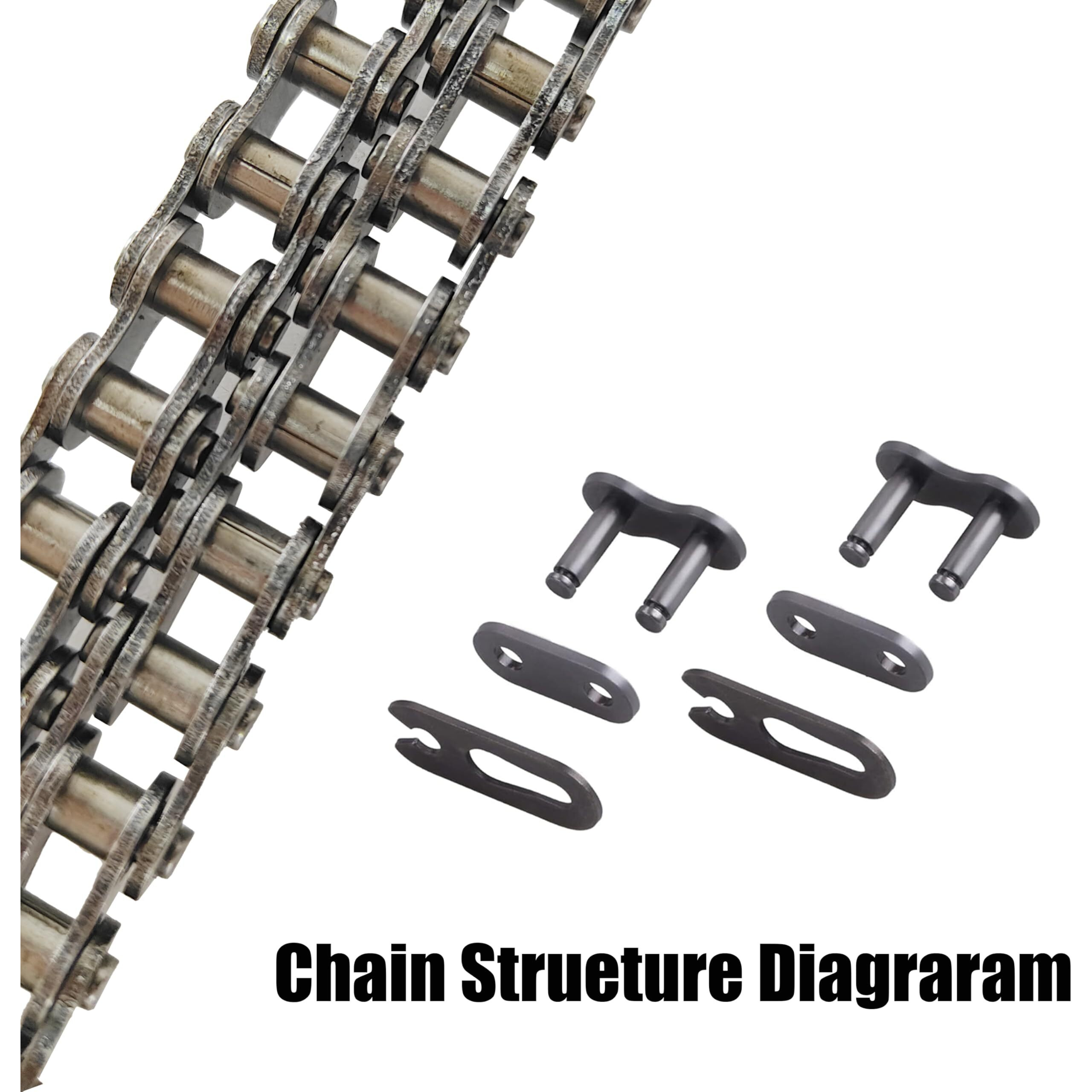 Azssmuk 35 Roller Chain - 5 Feet Carbon Steel Material With 2 Connecting Links Industrial Chain - 160 Links