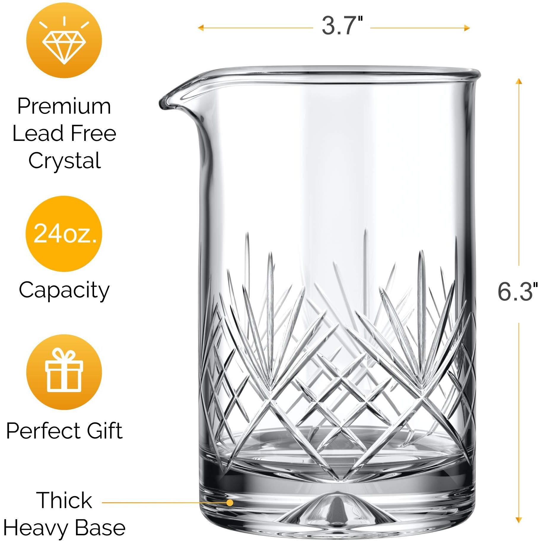 Mofado. Crystal Cocktail Mixing Glass - Premium 24Oz 710Ml - Solid  Stable & Sturdy Hand Blown Cocktail Shaker - Professional Quality Seamless Barware - Gift For Wedding  Birthday  Valentines