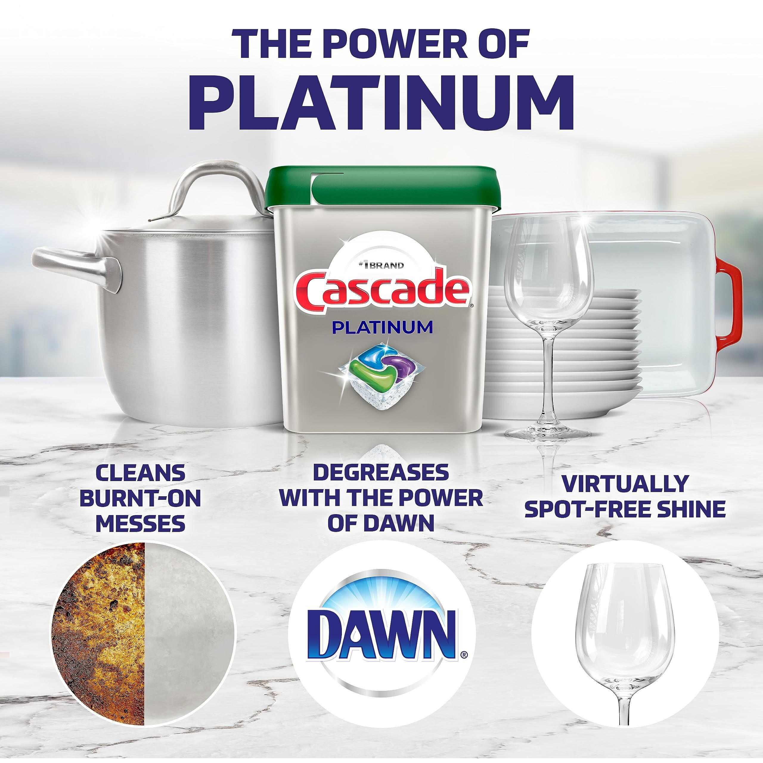 Cascade Platinum Dishwasher Pods  Dishwasher Detergent  Actionpacs  Fresh  62 Count