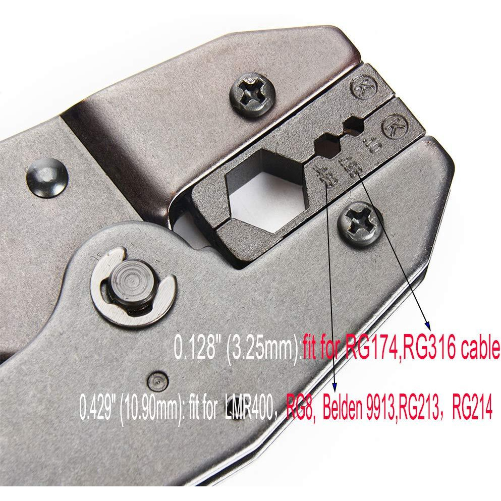 Crimper Tools For Rf Connector Lmr400 Rg8 Rg9 Belden 9913 Rg213 Rg214 Rg174 Rg316 Rf Coaxial Cable Crimp Tool Hex Die With 0.429"" (10.90Mm) For All 400 Type Cables