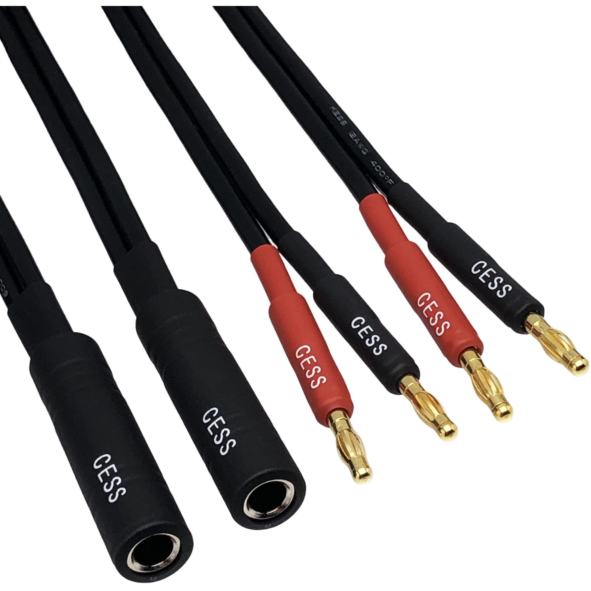 Cess-020 1/4 Inch Ts To Dual Banana Plug Speaker Adaptor  6 Inch - Mono 6.35Mm Female Jack To Banana Cable - 2 Pack