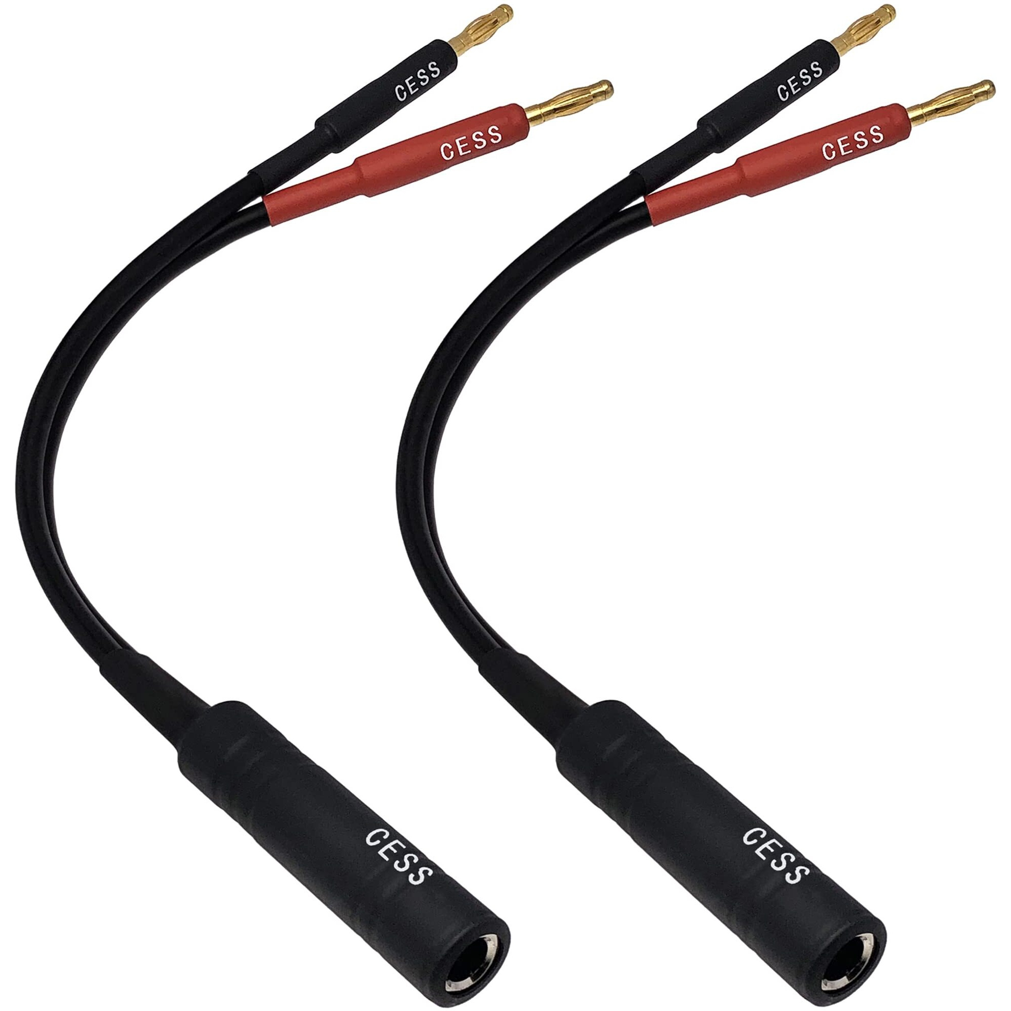 Cess-020 1/4 Inch Ts To Dual Banana Plug Speaker Adaptor  6 Inch - Mono 6.35Mm Female Jack To Banana Cable - 2 Pack