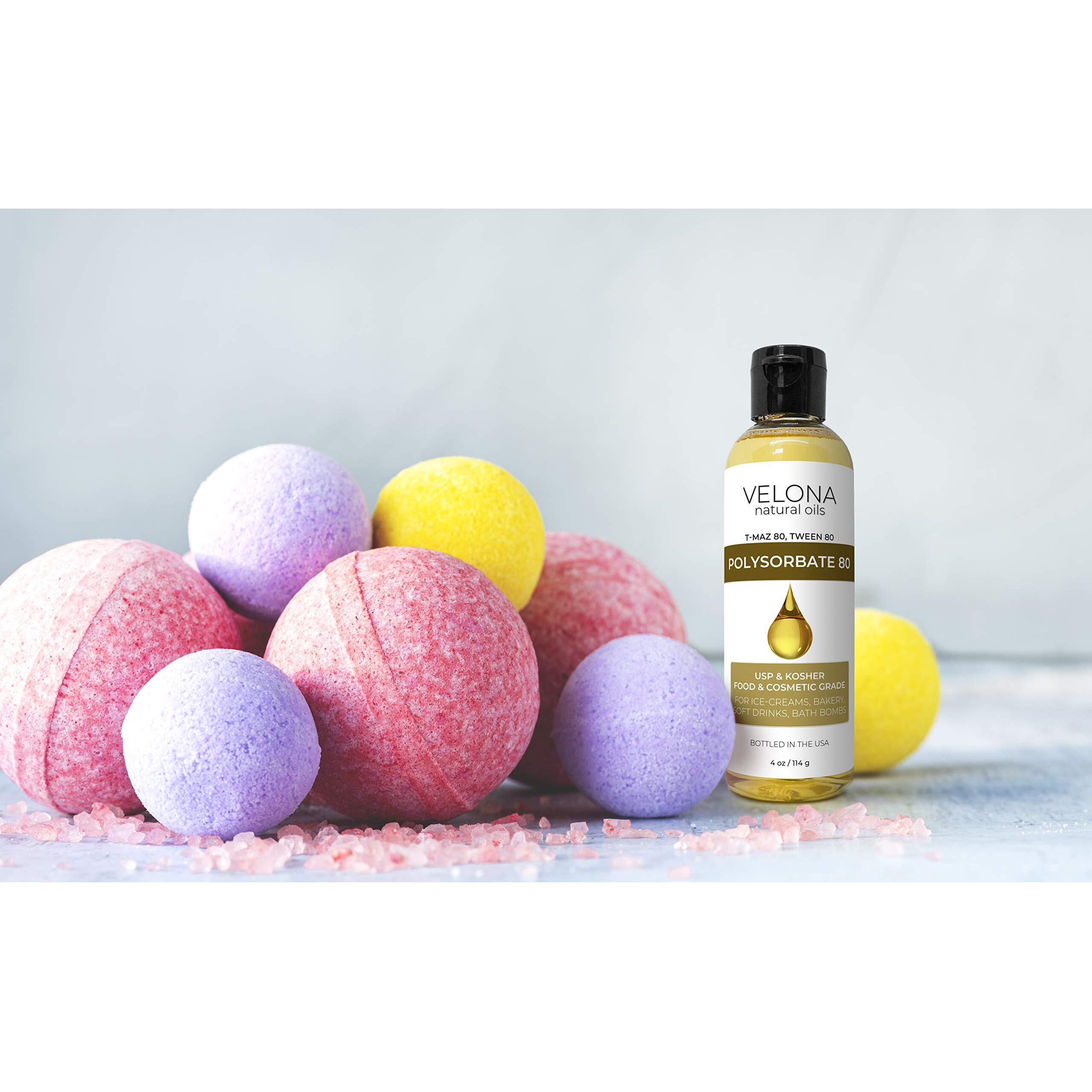 Polysorbate 80 By Velona - 4 Fl Oz | Solubilizer  Food & Cosmetic Grade | All Natural For Cooking  Skin Care And Bath Bombs  Sprays  Foam Maker | Use Today - Enjoy Results